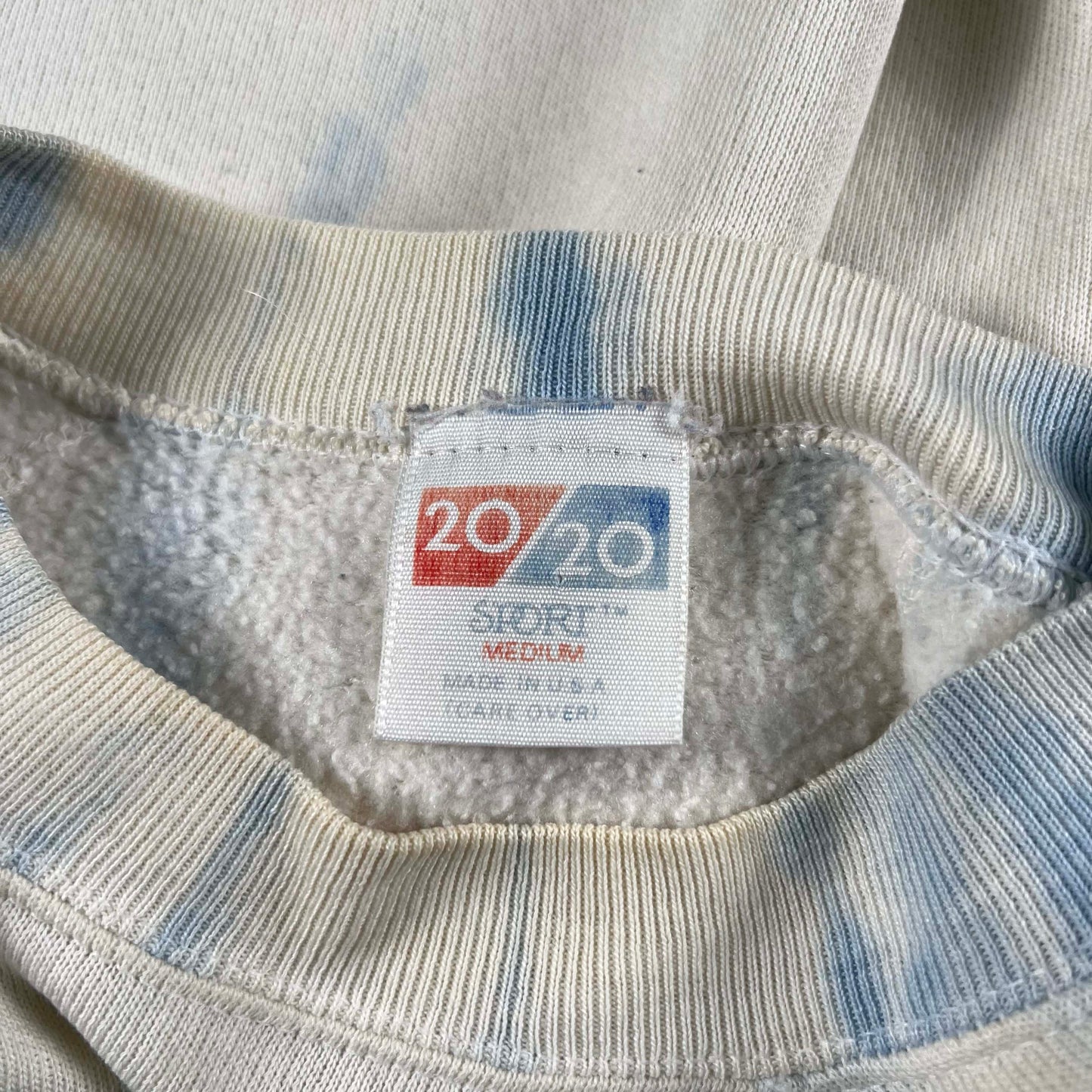 70s Icy Blue Tie Dye Short Sleeve Sweatshirt- M