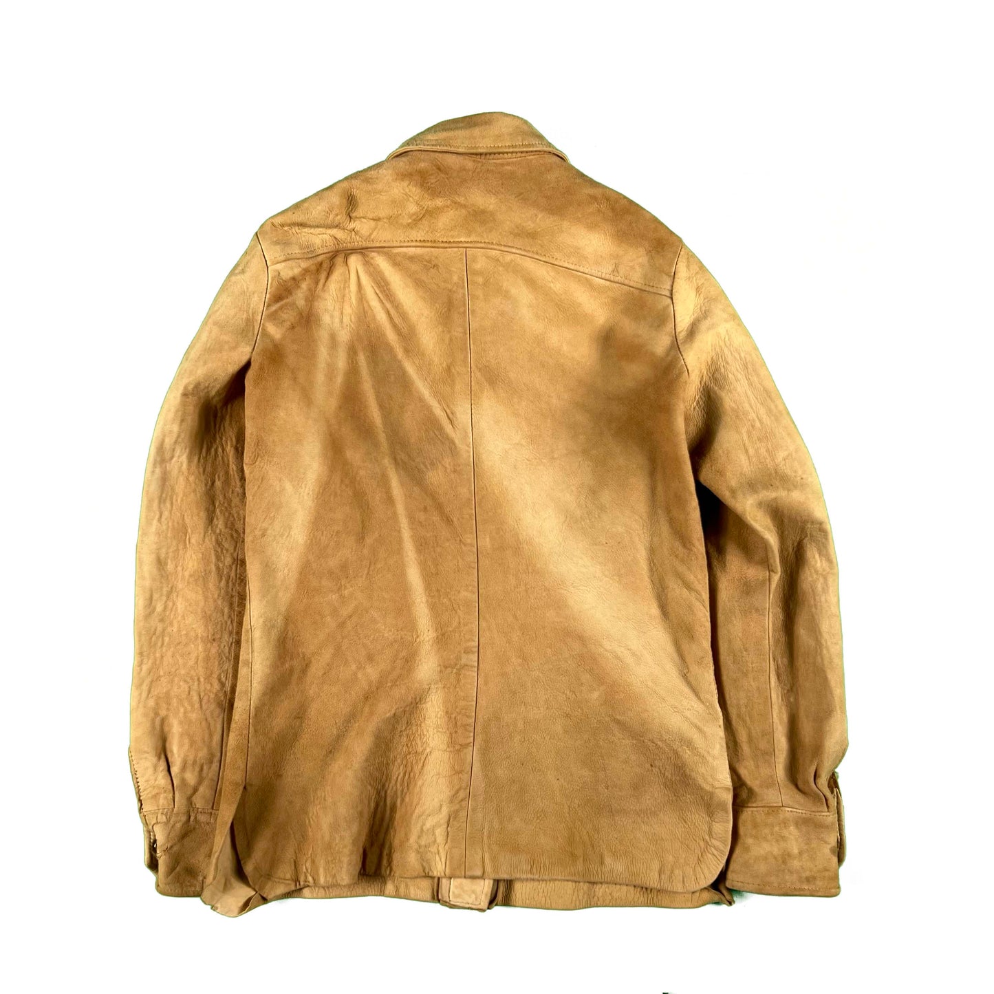 50s Tan Supple Suede Leather Shirt Jacket- S