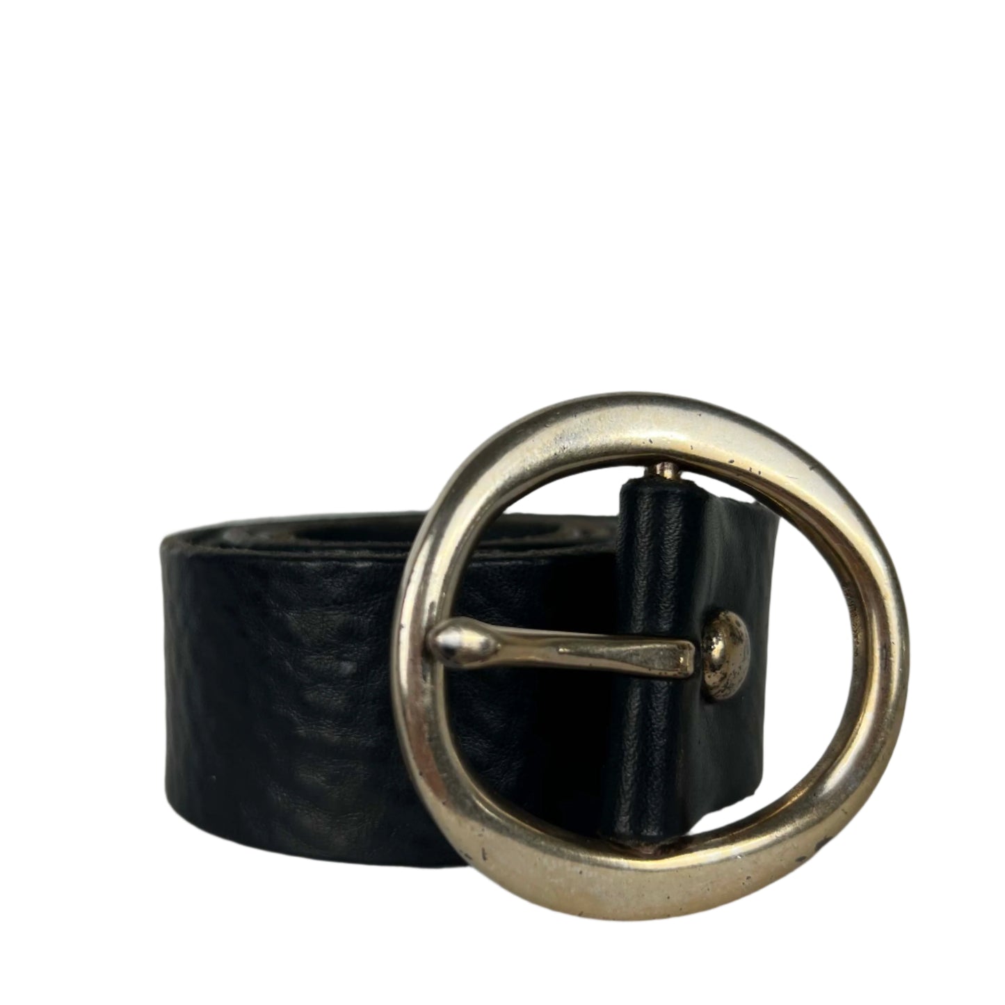 00s Round Buckle Gap Black Leather Belt- 32"-36"