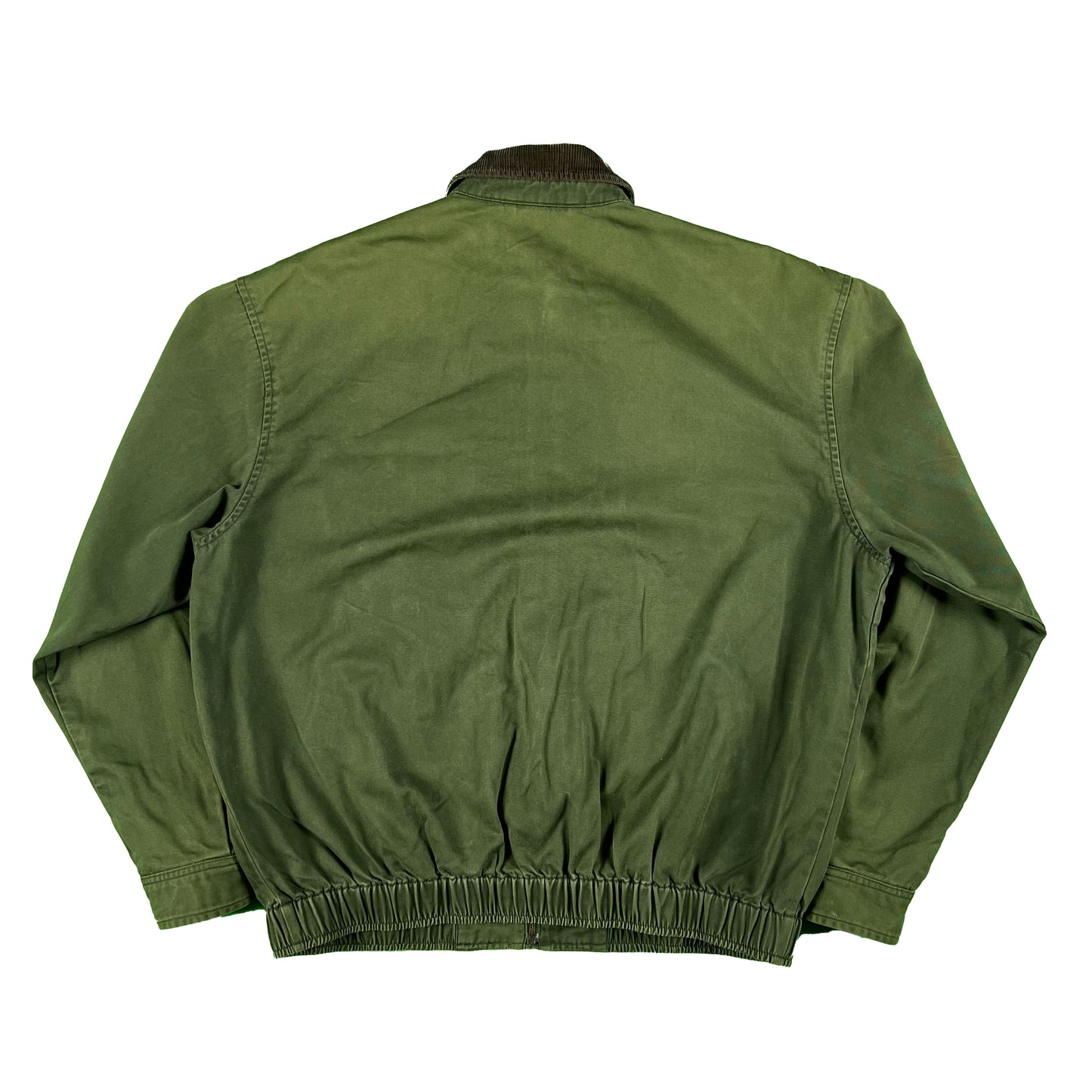 90s Faded Olive Green Polo RL Plaid Lined Harrington Jacket- M