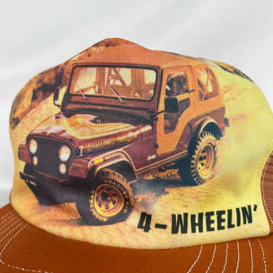 70s Jeep 4-Wheelin' Photo Print Trucker Hat