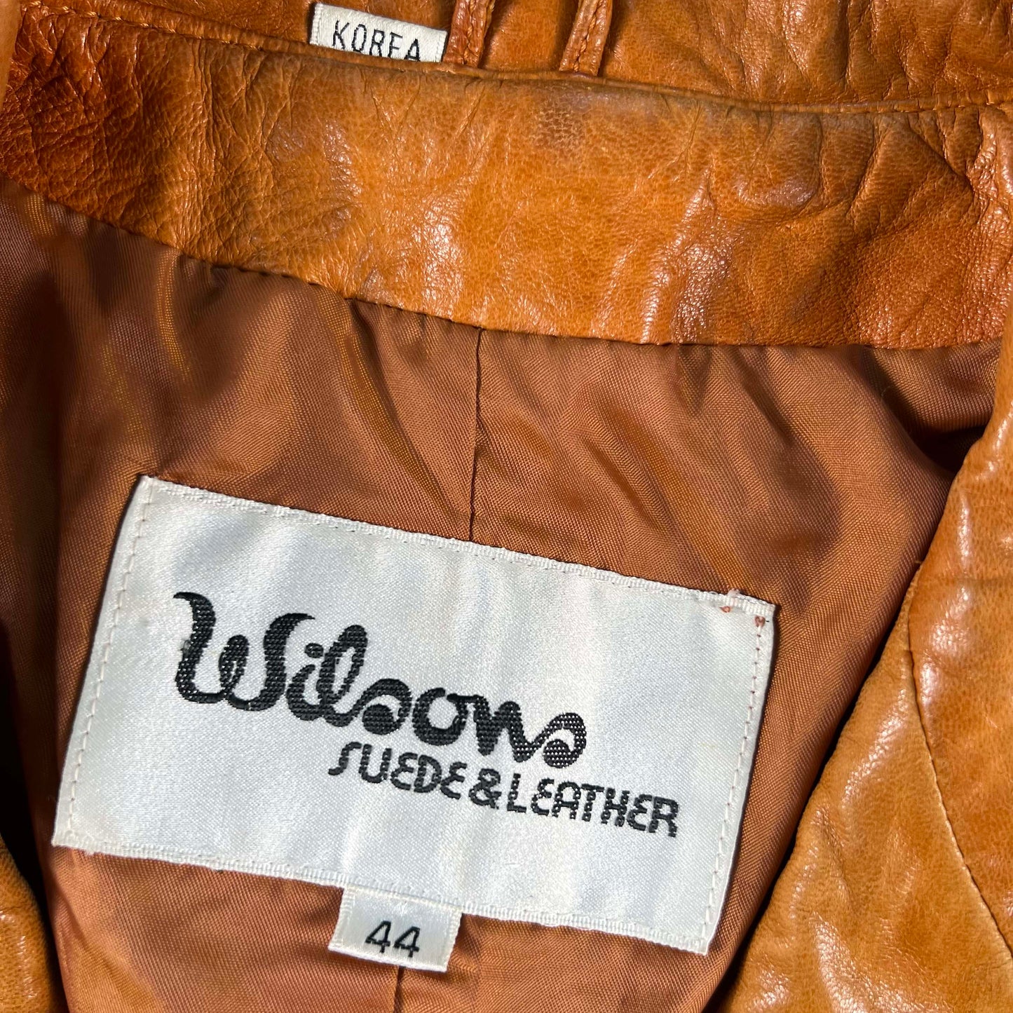 80s Wilson's Tan Leather Blazer- L