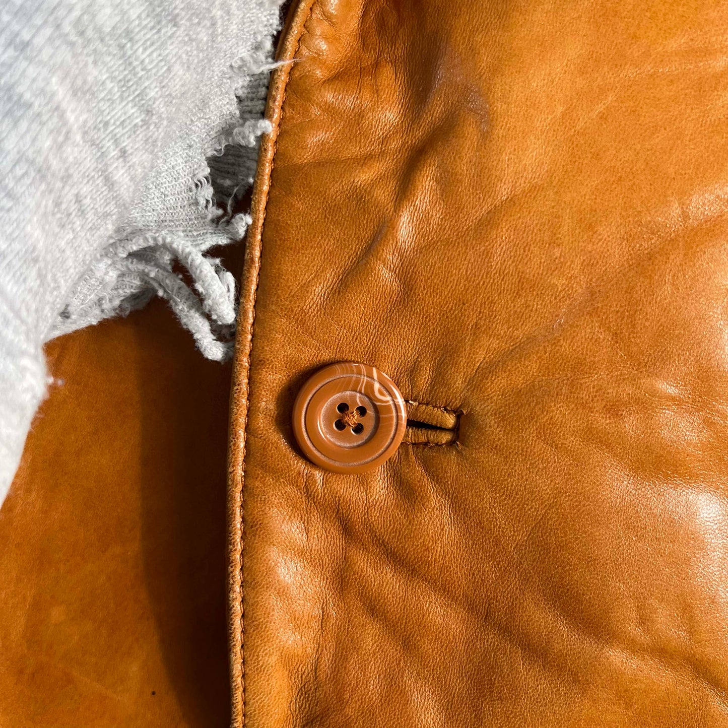 80s Wilson's Tan Leather Blazer- L