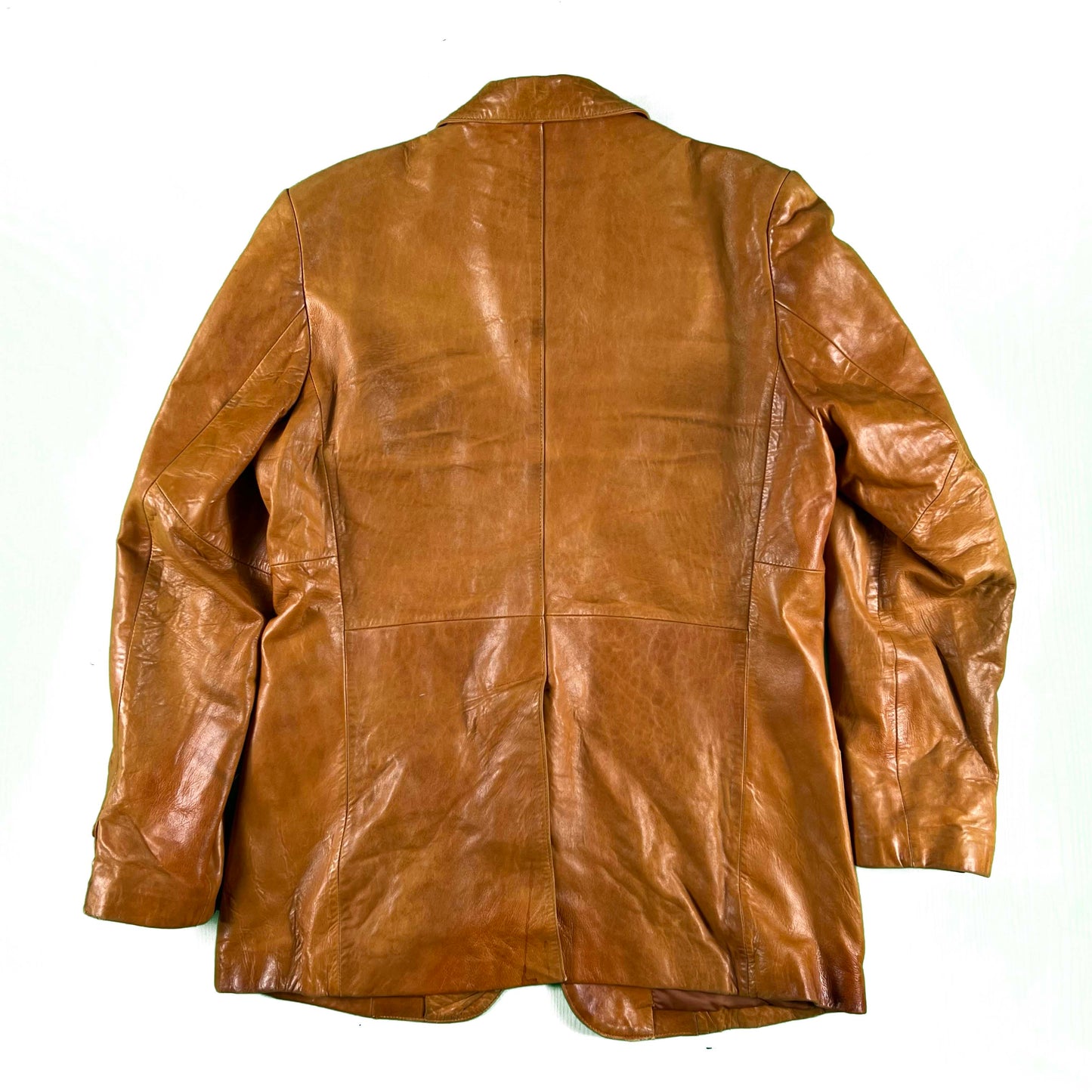 80s Wilson's Tan Leather Blazer- L