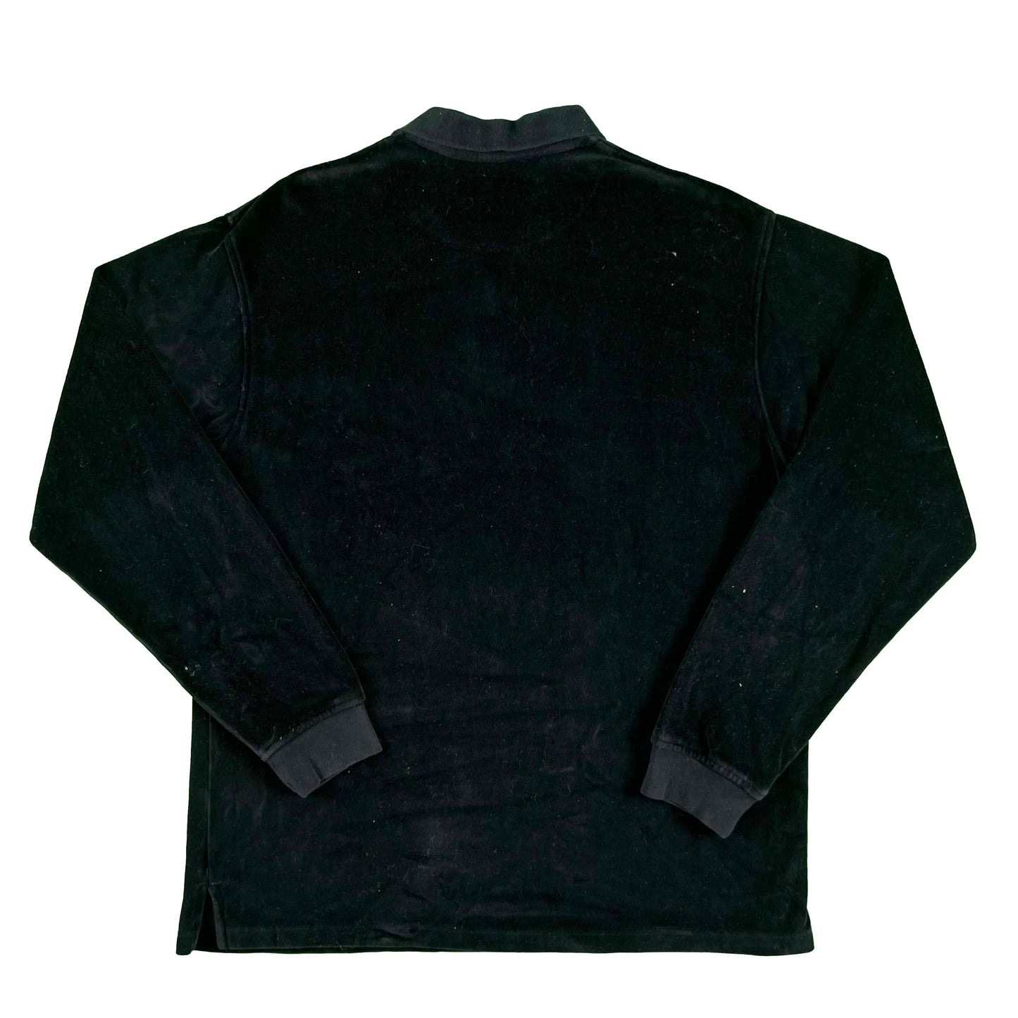 90s Pierre Cardin Black Velour Polo Top- XL