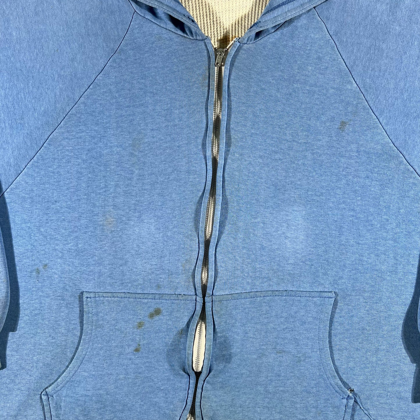 80s Oversized Waffle Lined Zip Up Hoodie- XXL