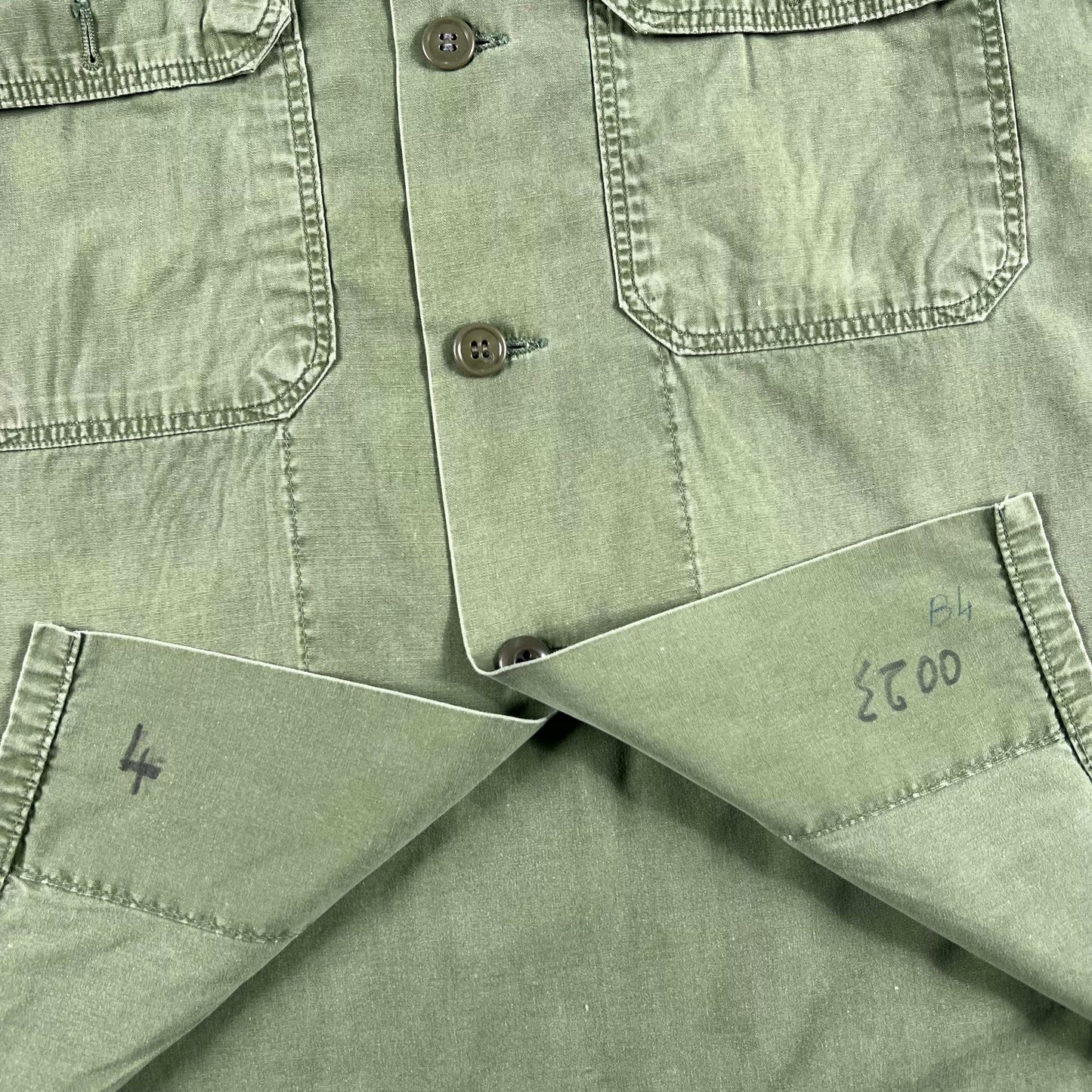 60s US Navy Poplin Army Green Shirt- M