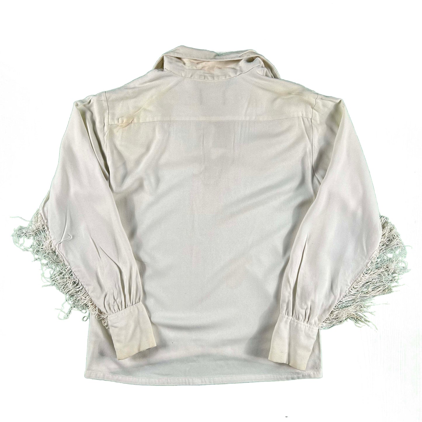 60s Campus 'Expressions' Fringe Rayon Top- M