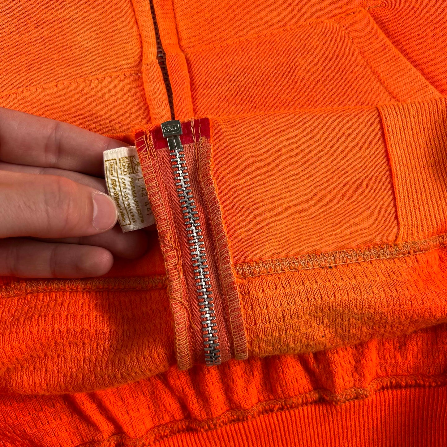 70s Sun Faded Orange Thermal Lined z/u Hoodie- L
