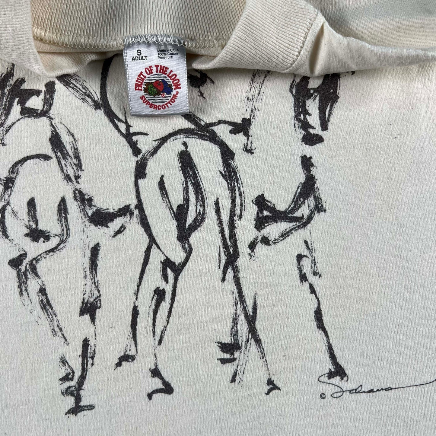 90s Horse Art Long Sleeve Tee- S