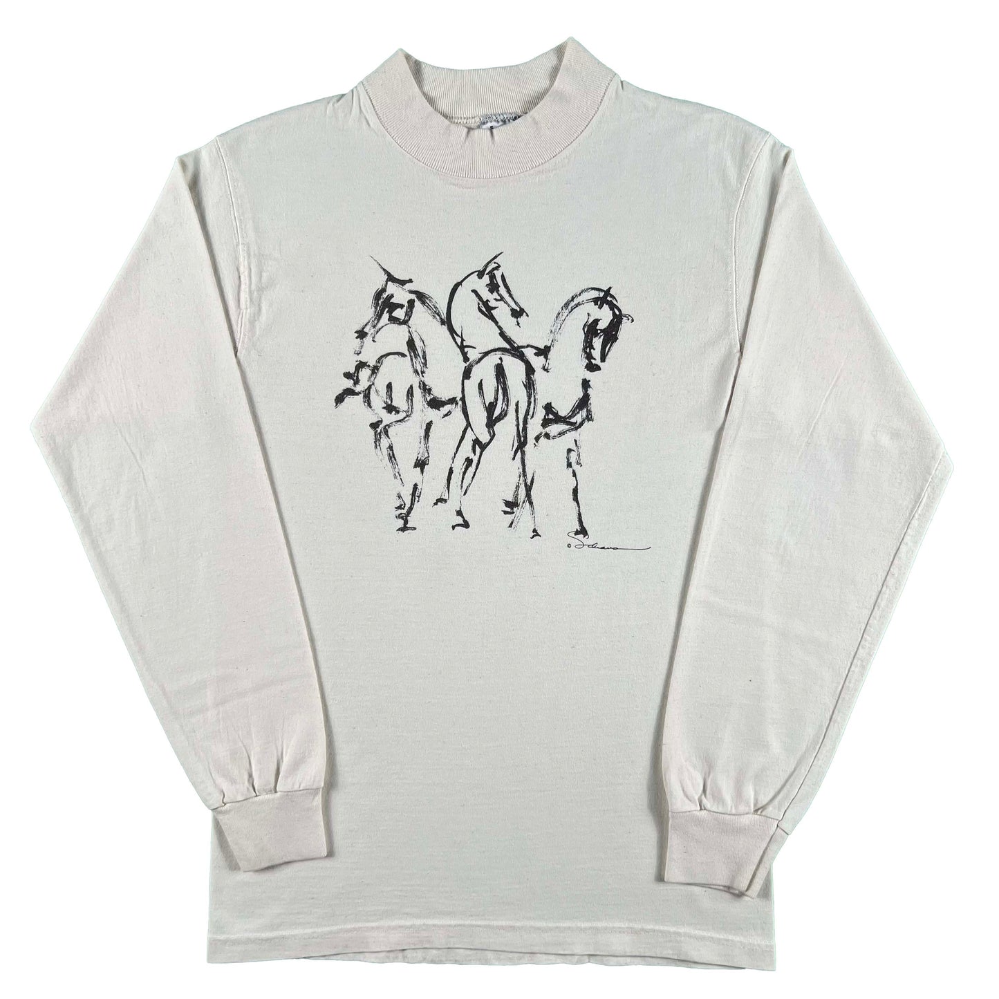 90s Horse Art Long Sleeve Tee- S