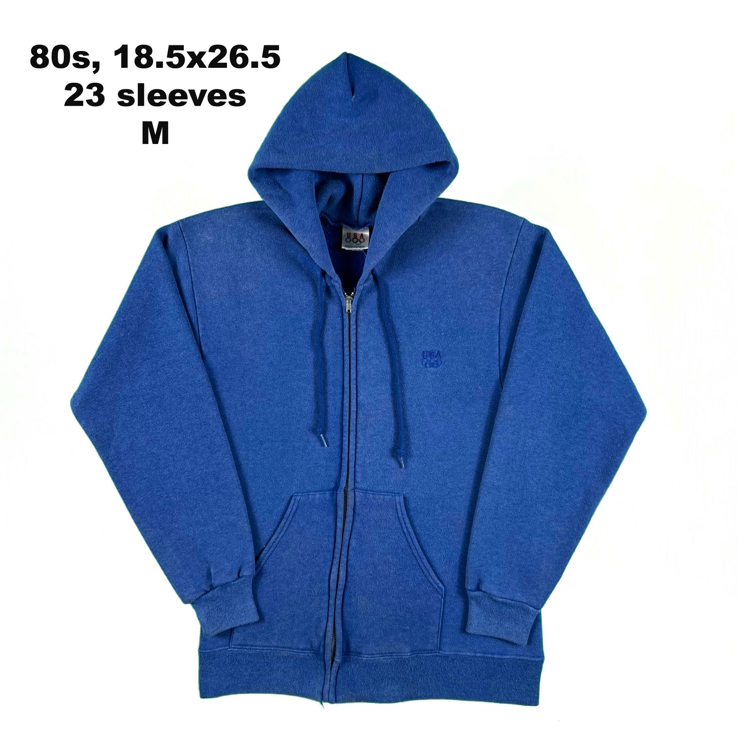 Vintage Blank Blue Zip Up Hoodies- SELECT SWEAT