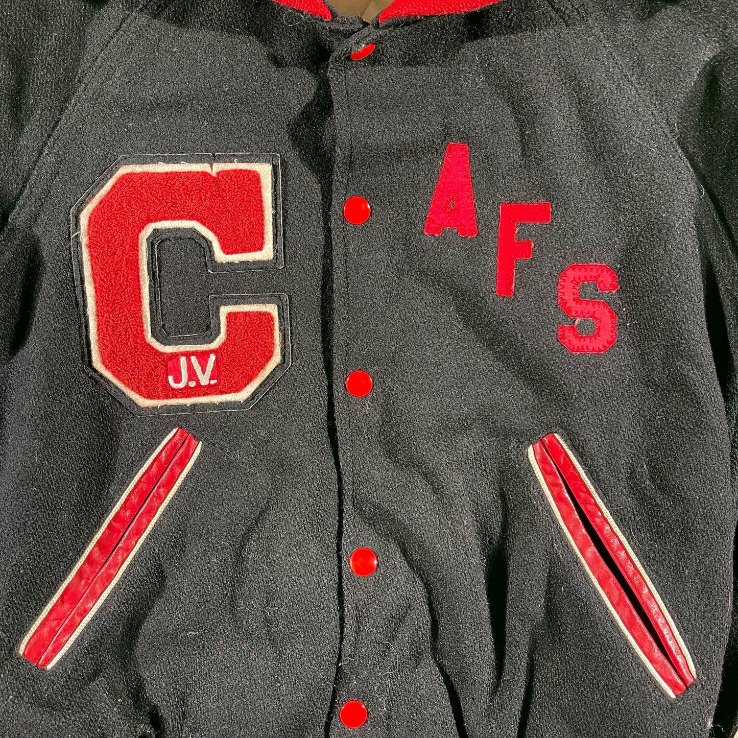 80s Boxy Hooded Varsity Jacket- XS