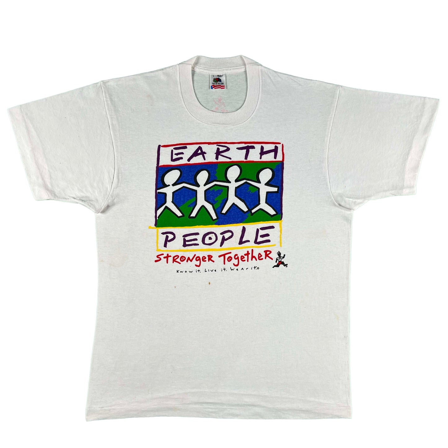 90s Earth People Stronger Together Tee- L