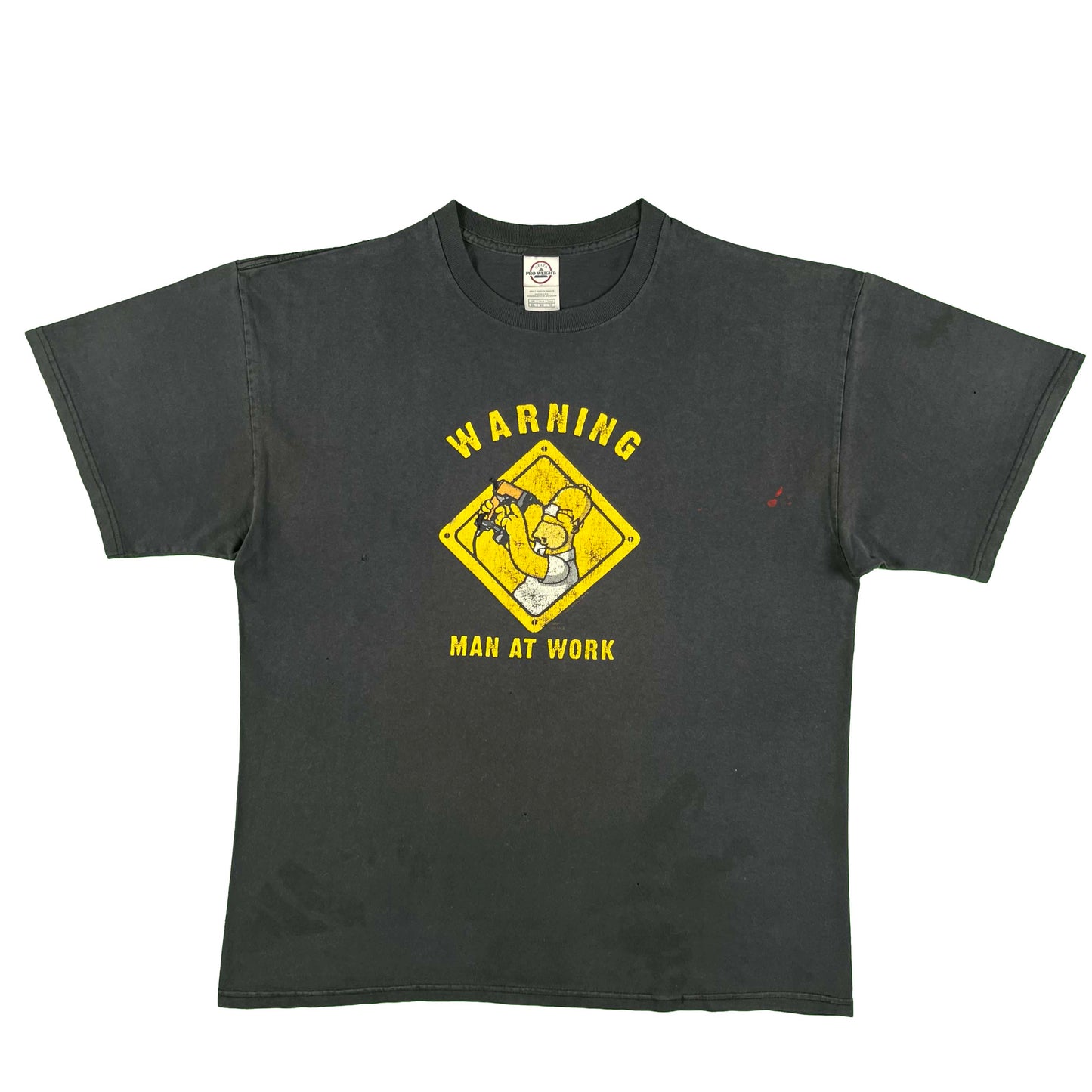 00s Homer Simpson Warning Man at Work Tee- XL