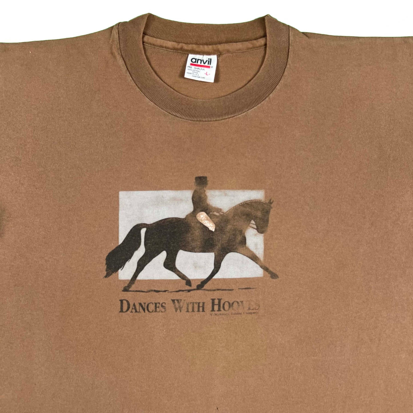 90s Sun Faded 'Dances With Hooves' Horse Tee- L