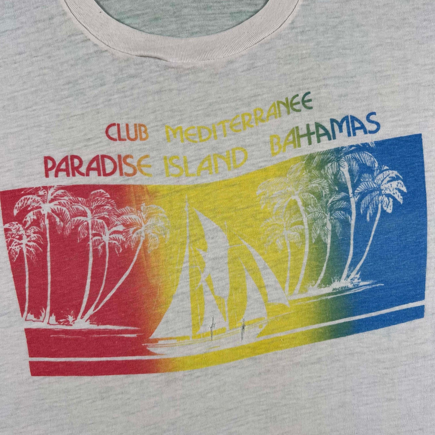 60s Paper Thin Paradise Island Bahamas Club Tee- M