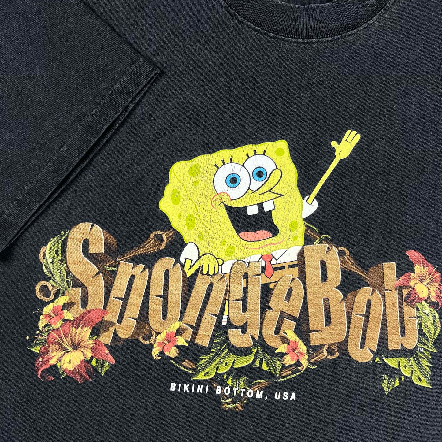 90s/2000s Faded Black Spongebob Bikini Bottom Tee- M