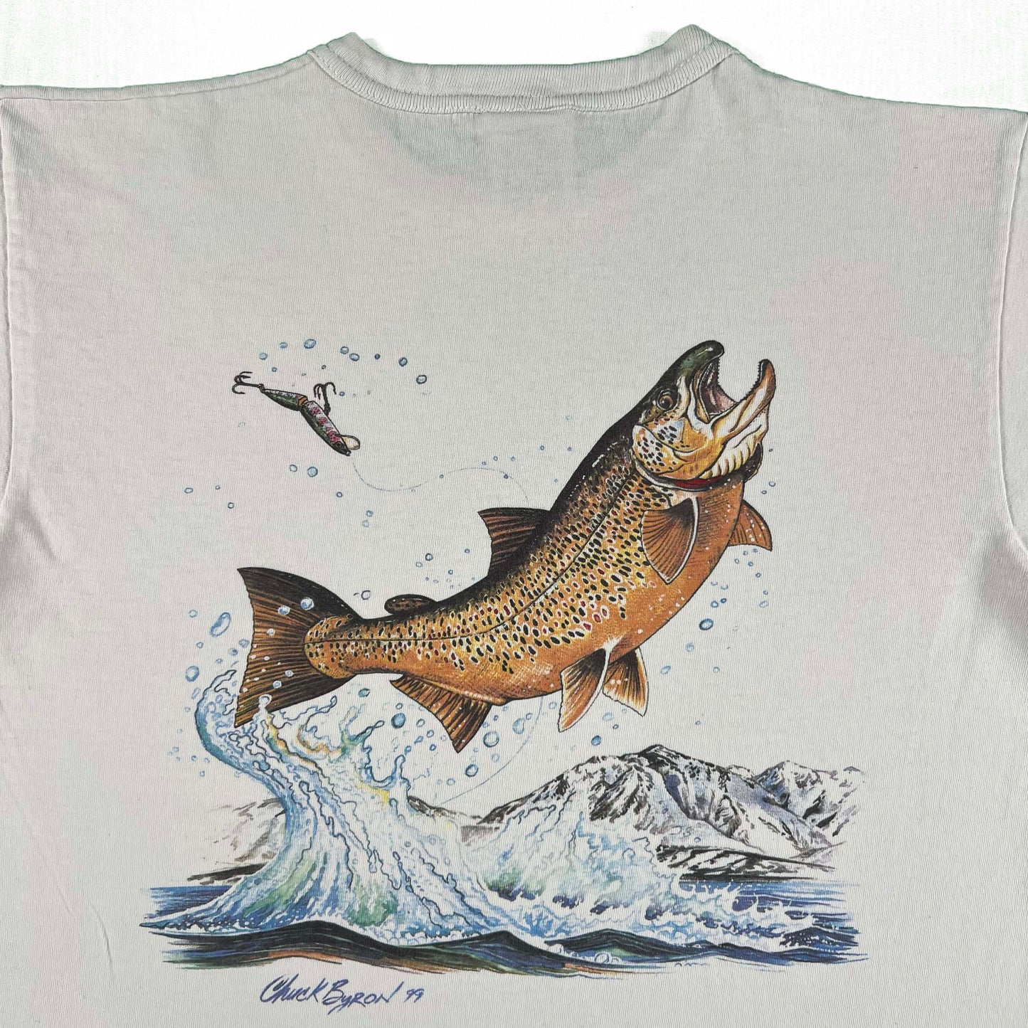 90s Chuck Byron Brown Trout Art Tee- M