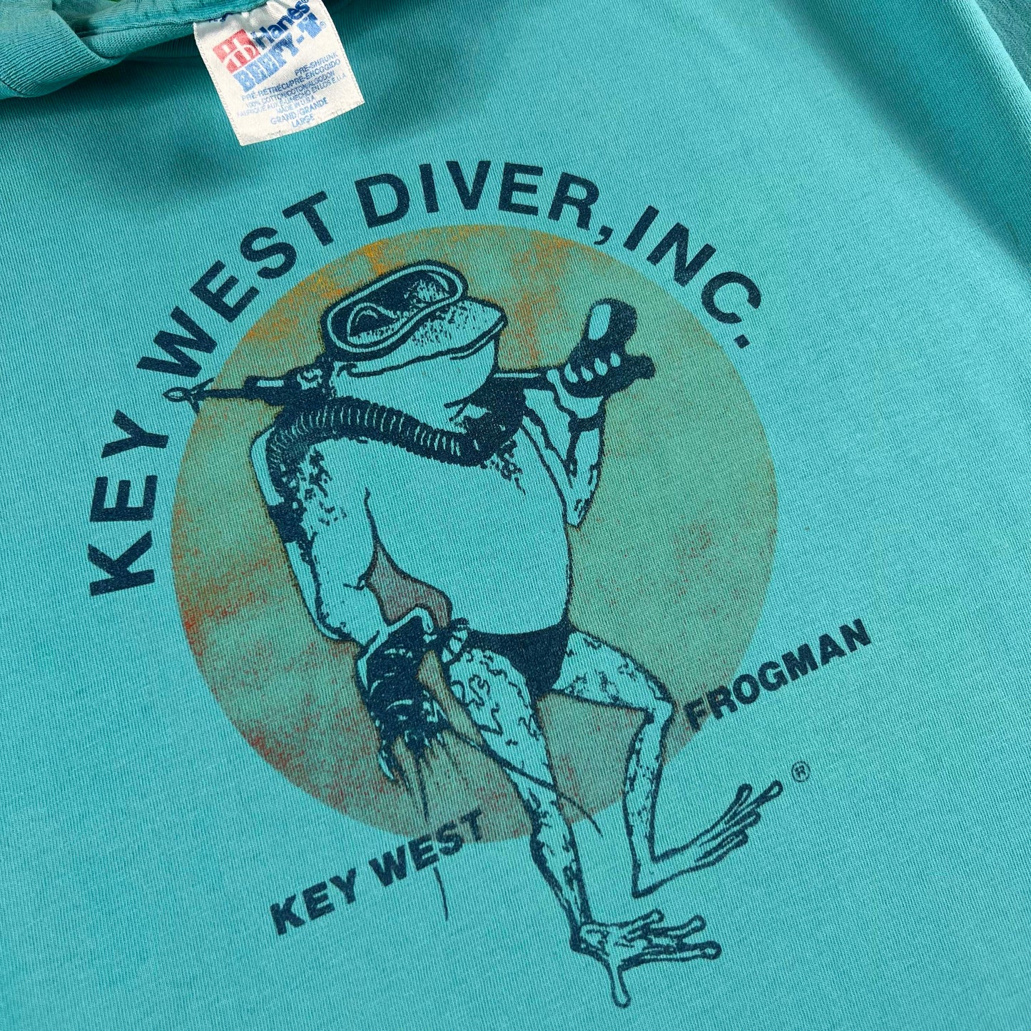 90s Key West Diver Inc. Scuba Frog Tee- L