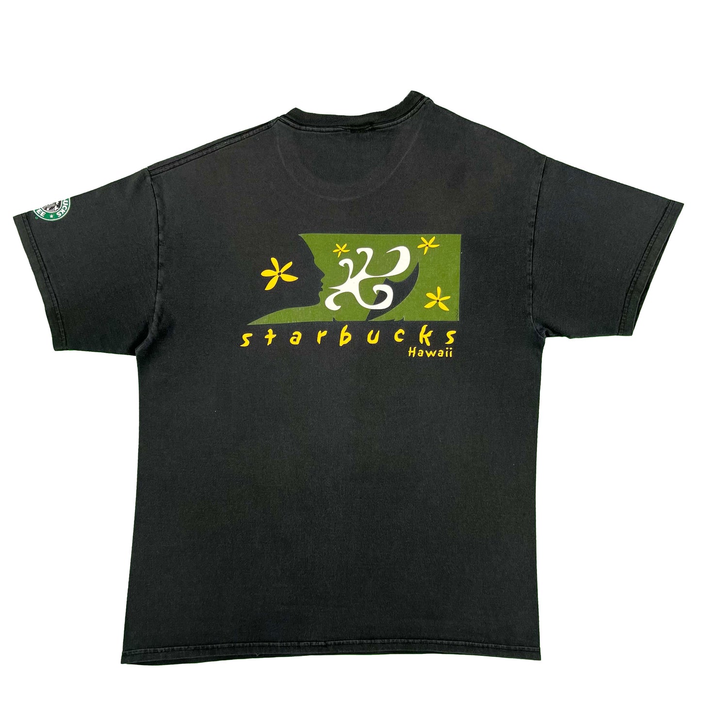 90s/00s Faded Black Starbucks Hawaii Tee- L