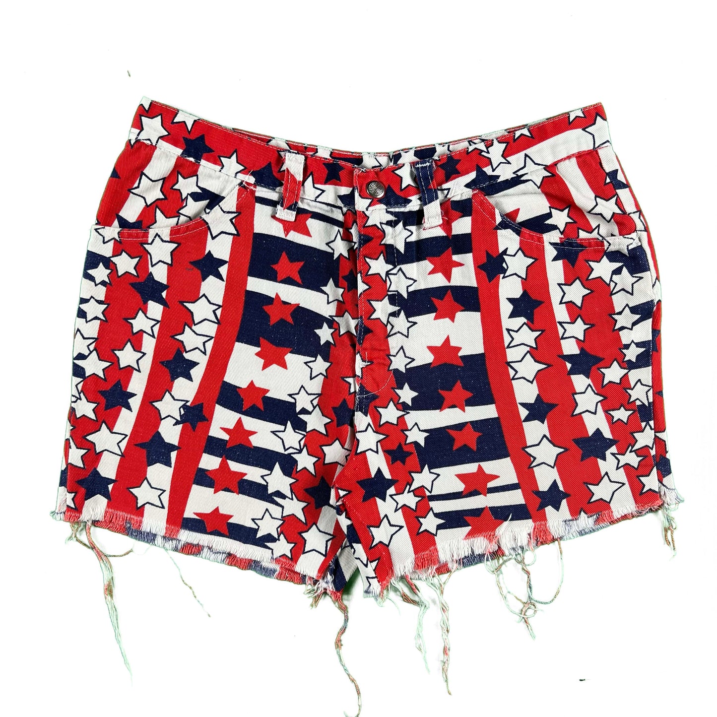60s Cut Off Stars & Stripes Denim Shorts- 30x4