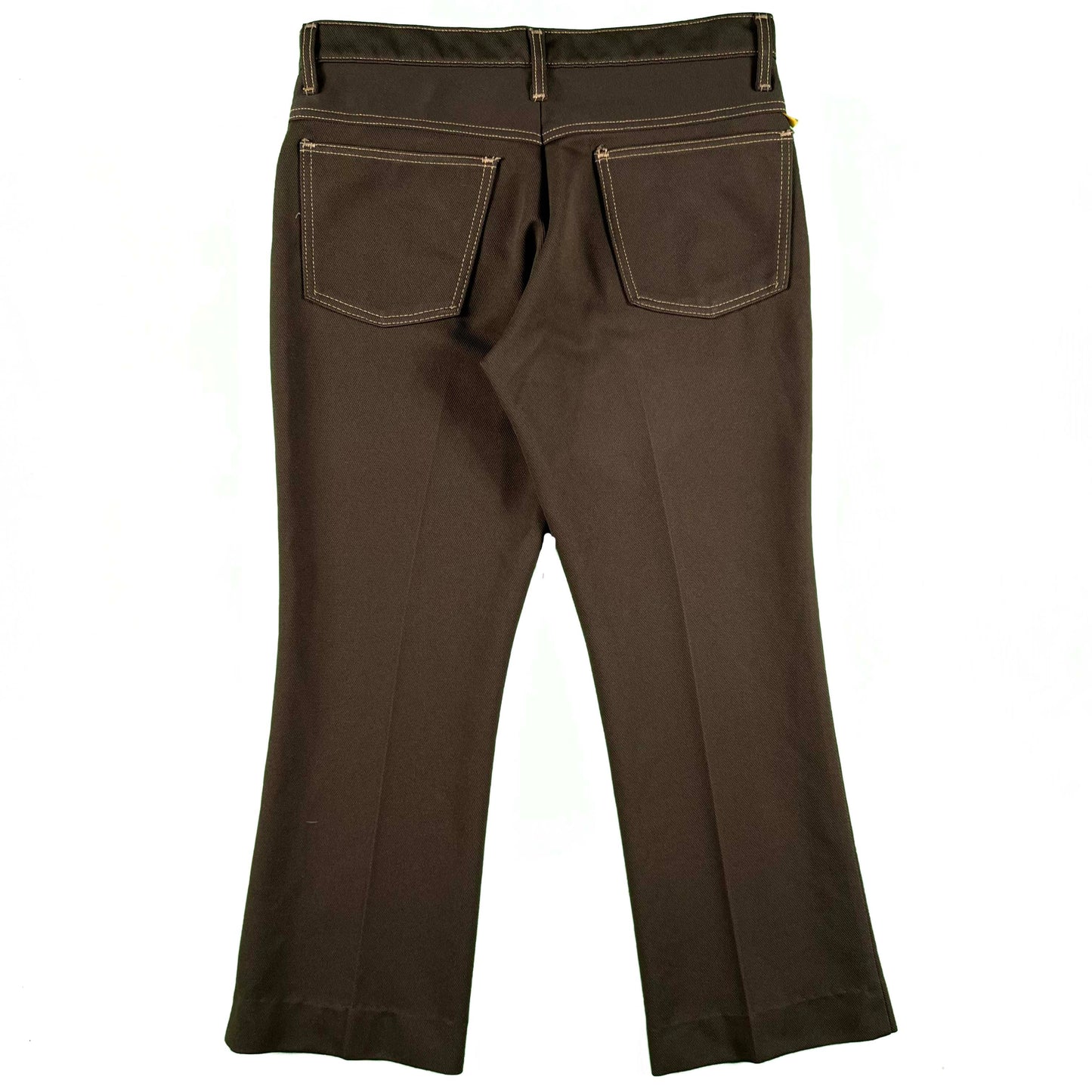 70s Farah Brown Contrast Stitch Trousers- 34x28