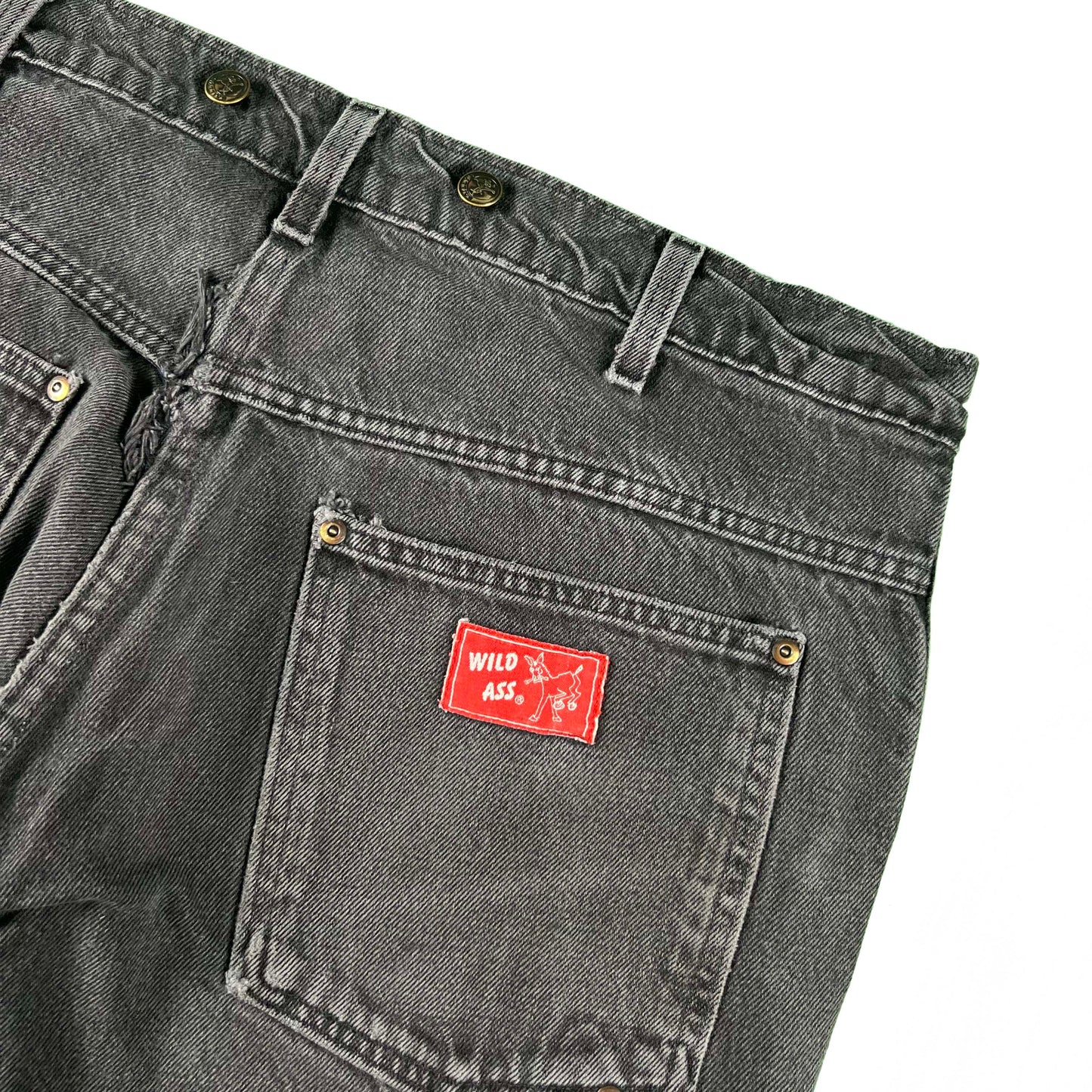 90s 'Wild Ass' Black Denim Double Knees- 38x30
