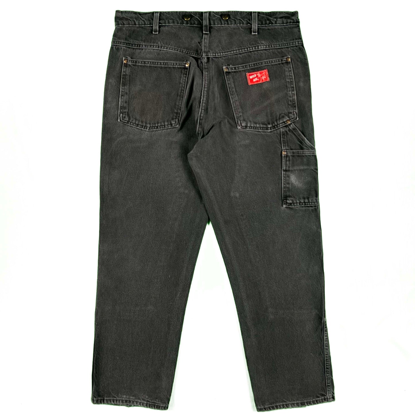90s 'Wild Ass' Black Denim Double Knees- 38x30
