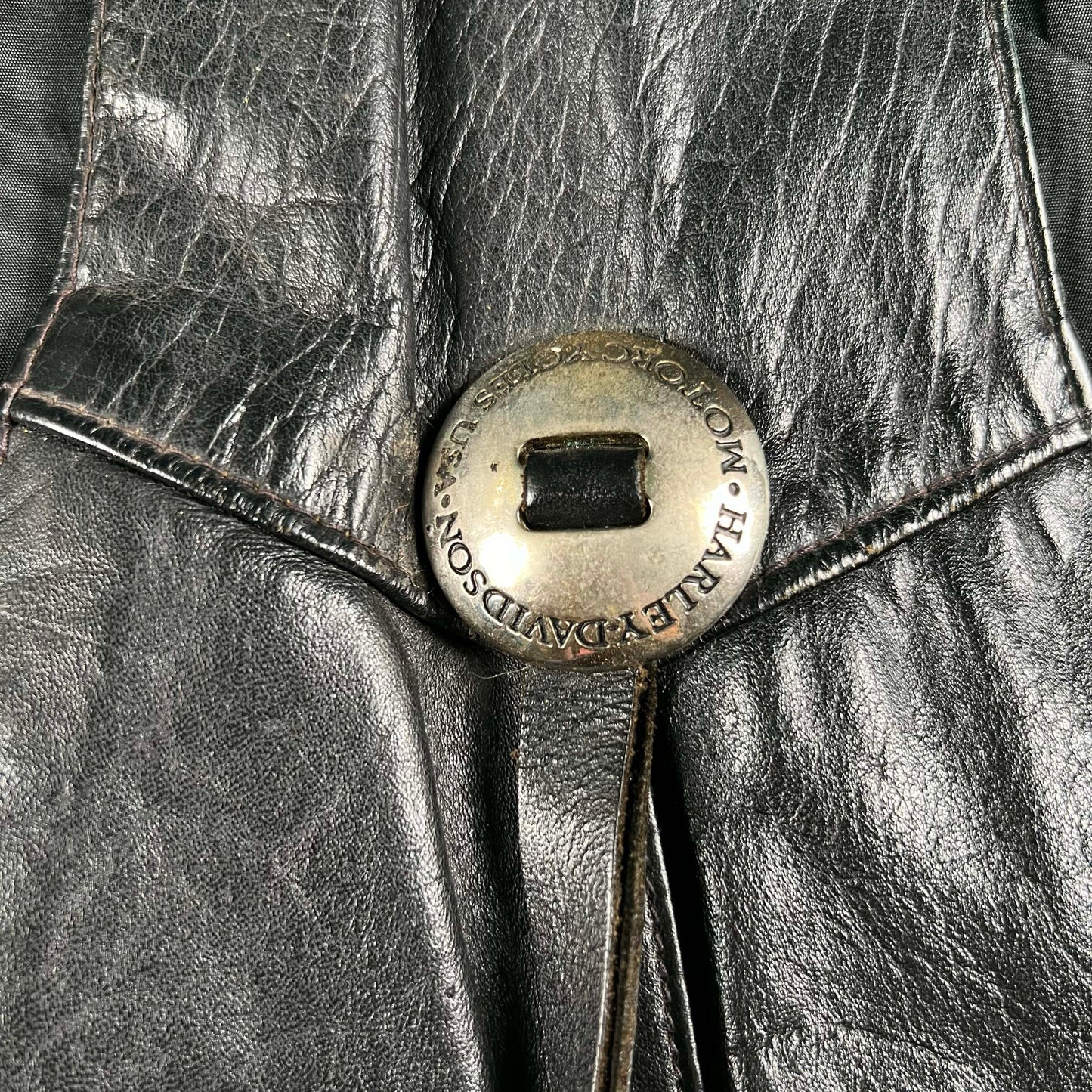 90s Harley Davidson Detailed Black Leather Biker Vest- L