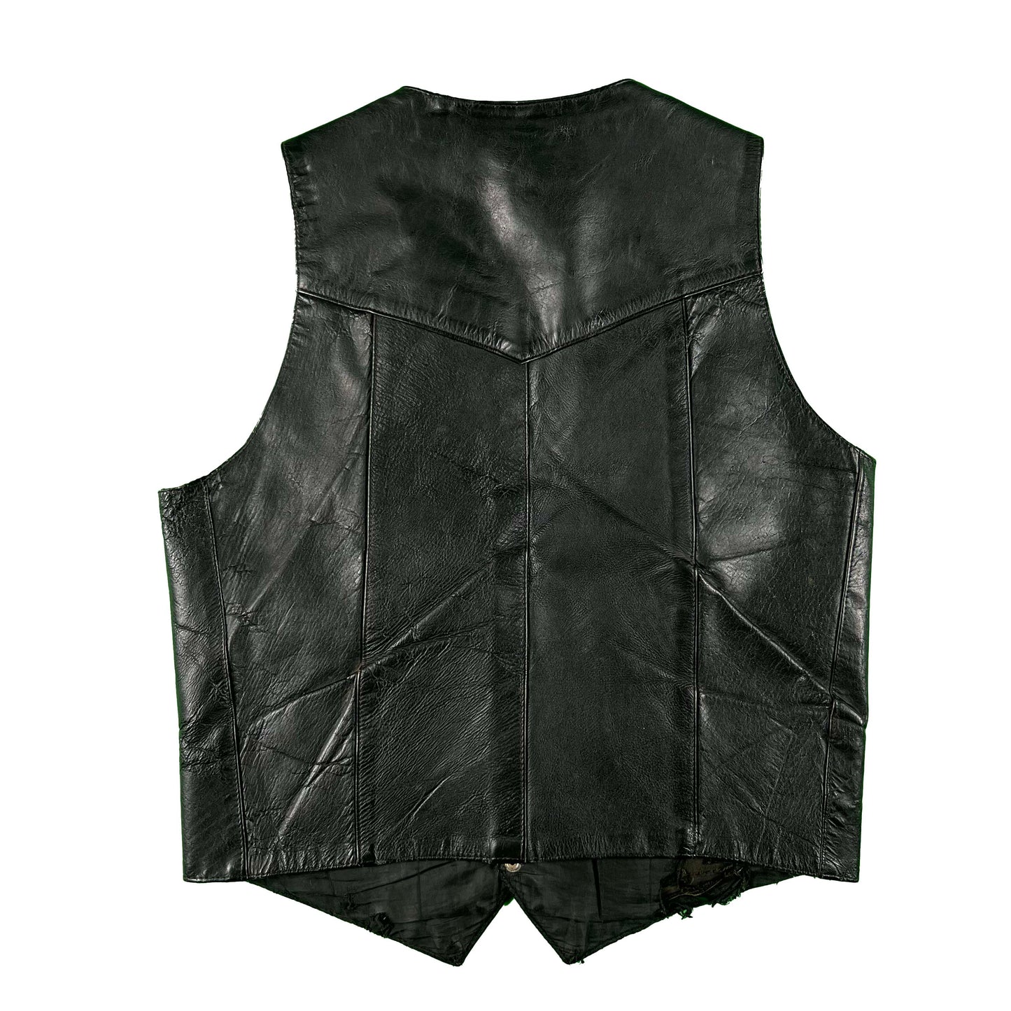90s Harley Davidson Detailed Black Leather Biker Vest- L