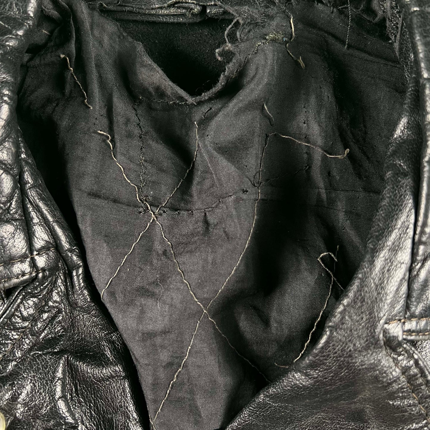 80s Black Leather Biker Jacket- M