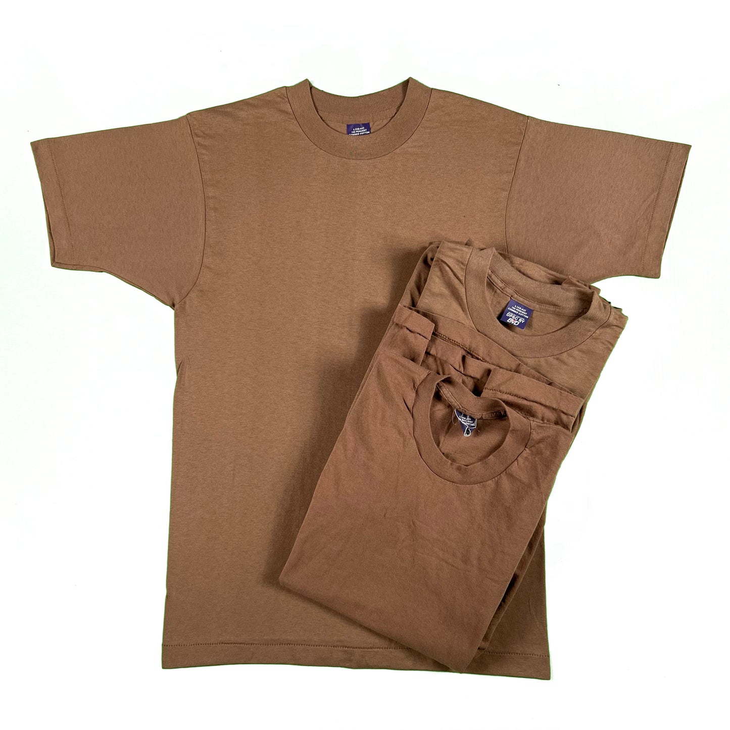 80s 100% Combed Cotton Brown BVD Military Tees(L)- SELECT AMOUNT
