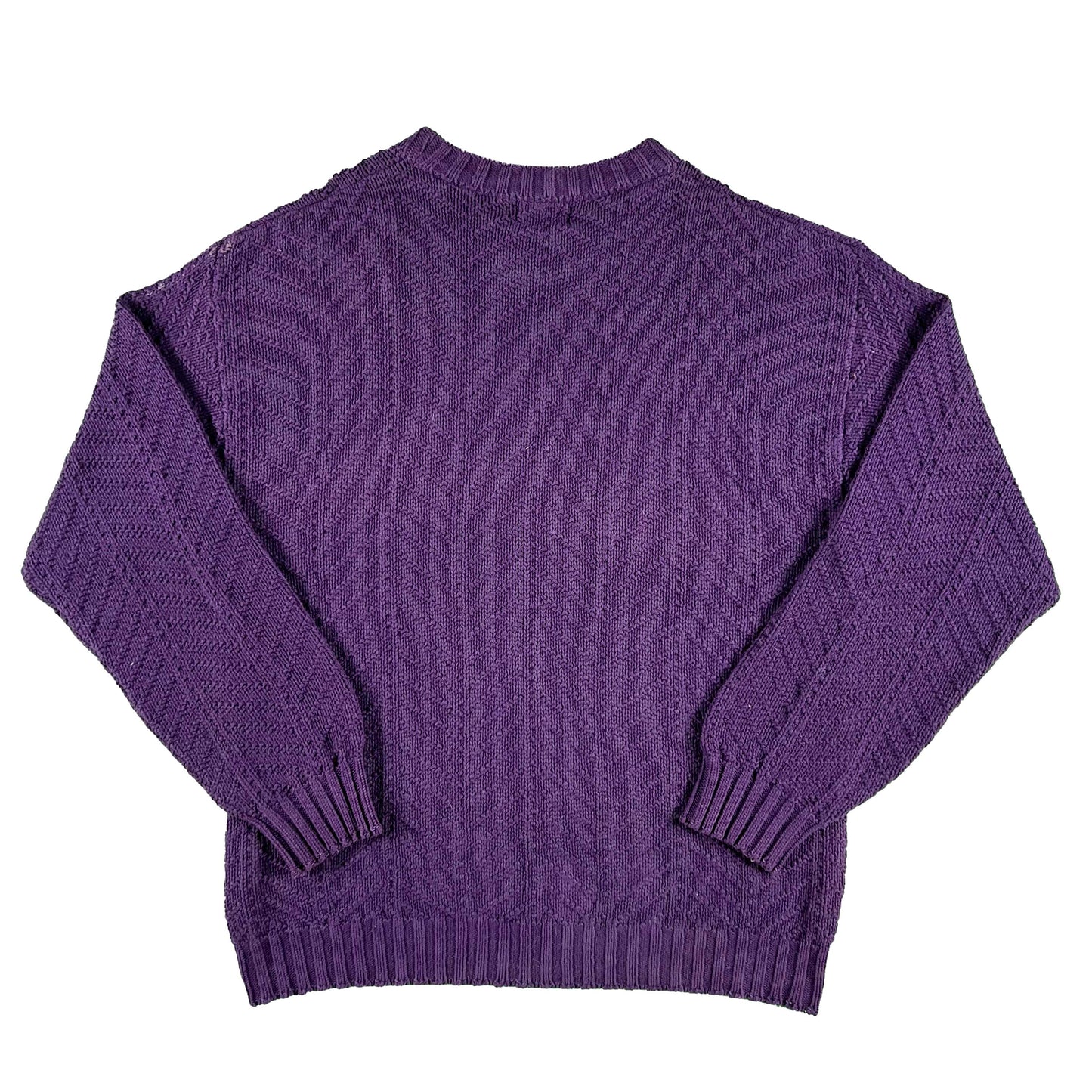 80s L.L. Bean Purple Cotton Knit Sweater- L