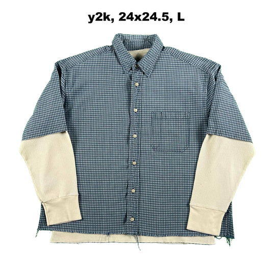Vintage Gap Cropped Plaid Shirt & Waffle Knit Thermals- SELECT COMBO