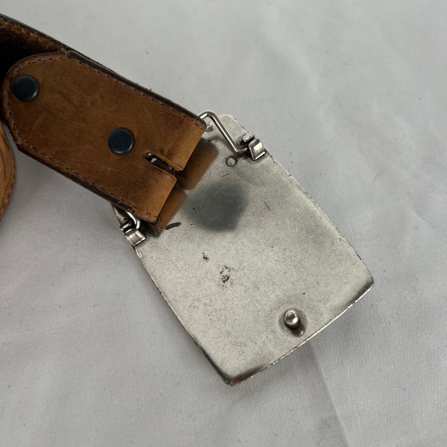 90s Rhinestone Heart Buckle Leather Belt- 28"-32"