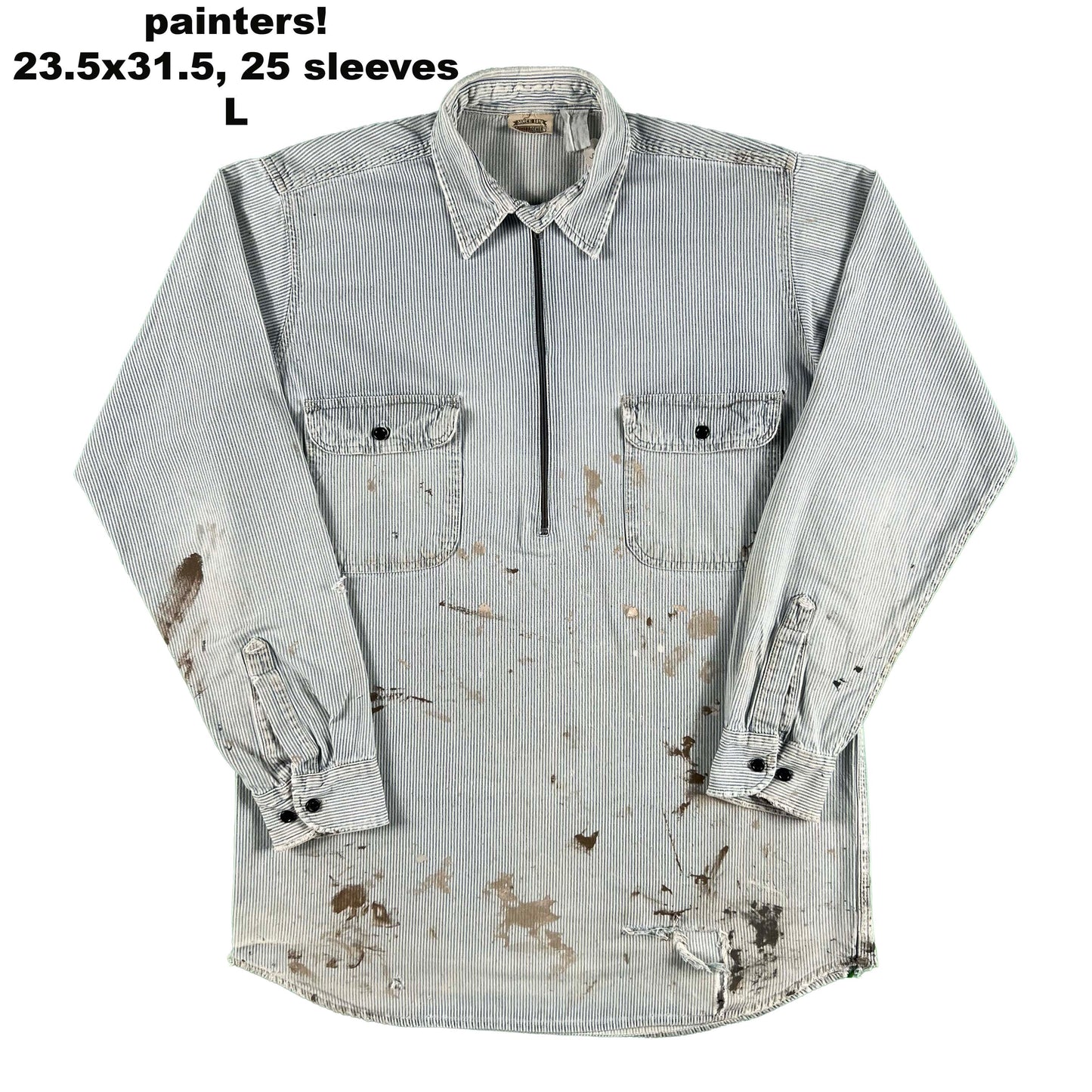 Vintage Hickory Stripe 1/2 Zip Work Shirts- SELECT SHIRT