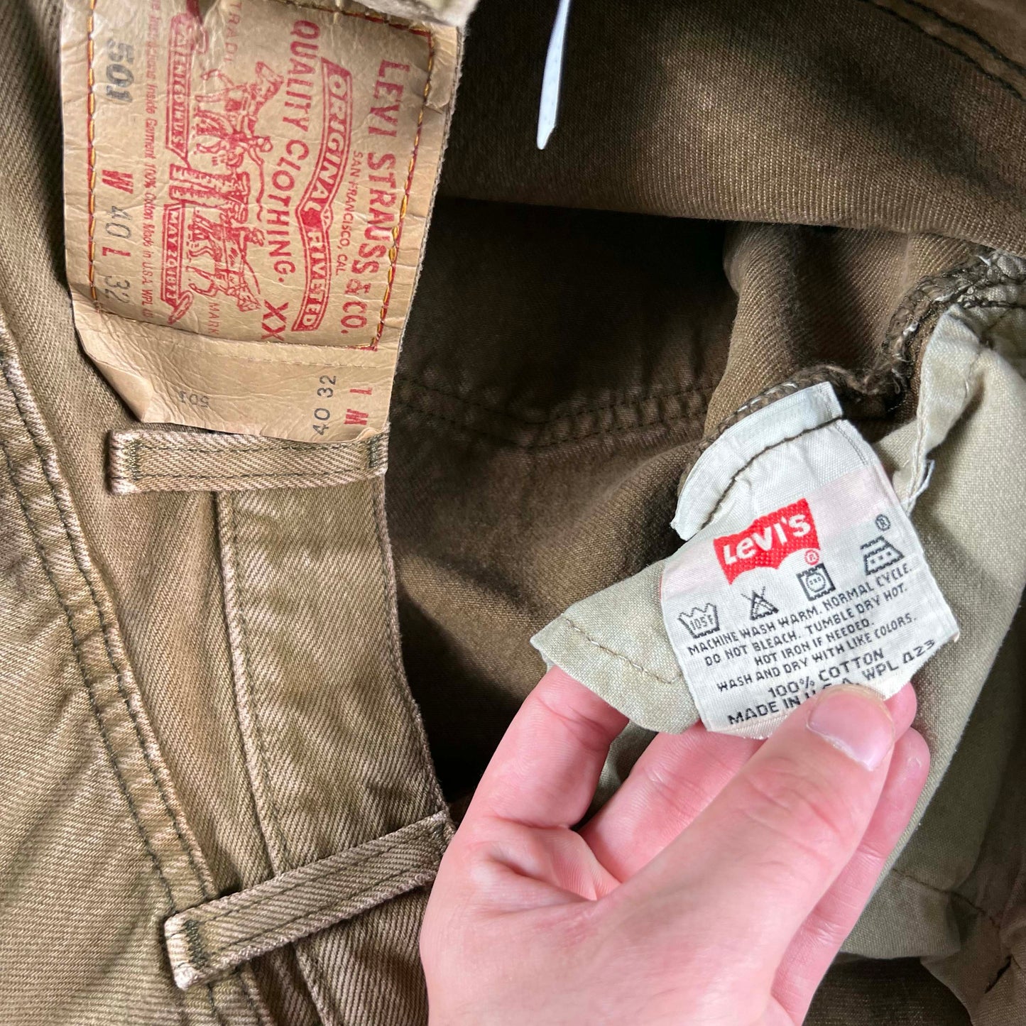 90 Olive Brown Levi's 501 Denim- 38x30.5