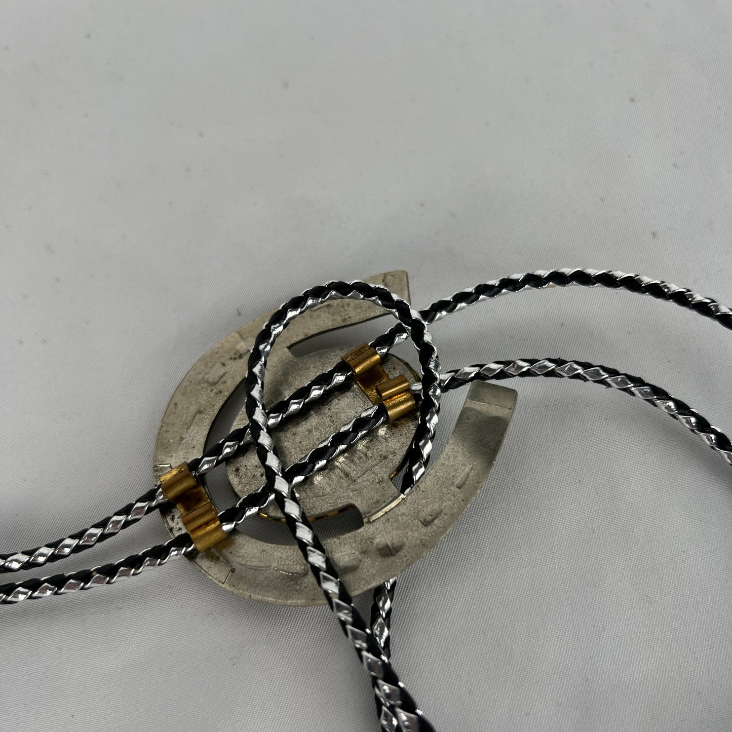 60s Silver and Swirled Emerald Bolo Tie