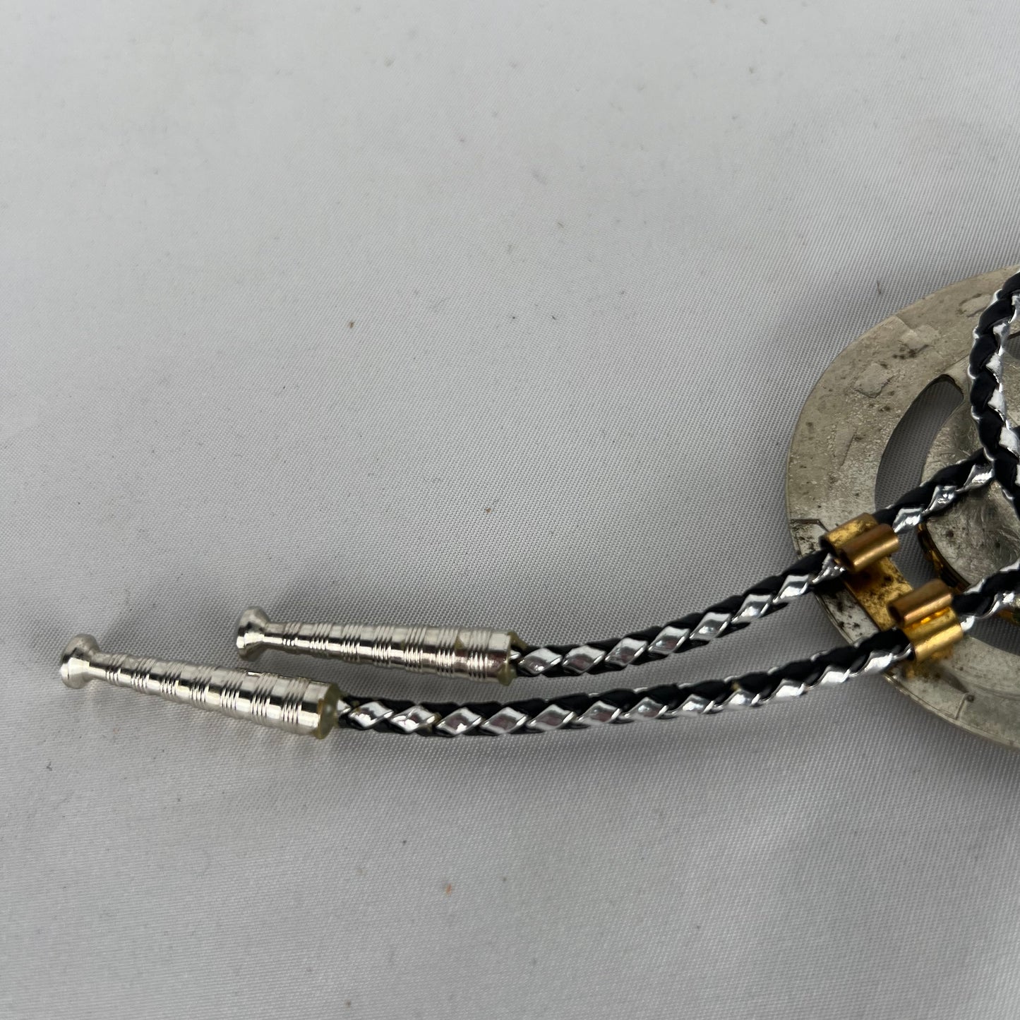 60s Silver and Swirled Emerald Bolo Tie