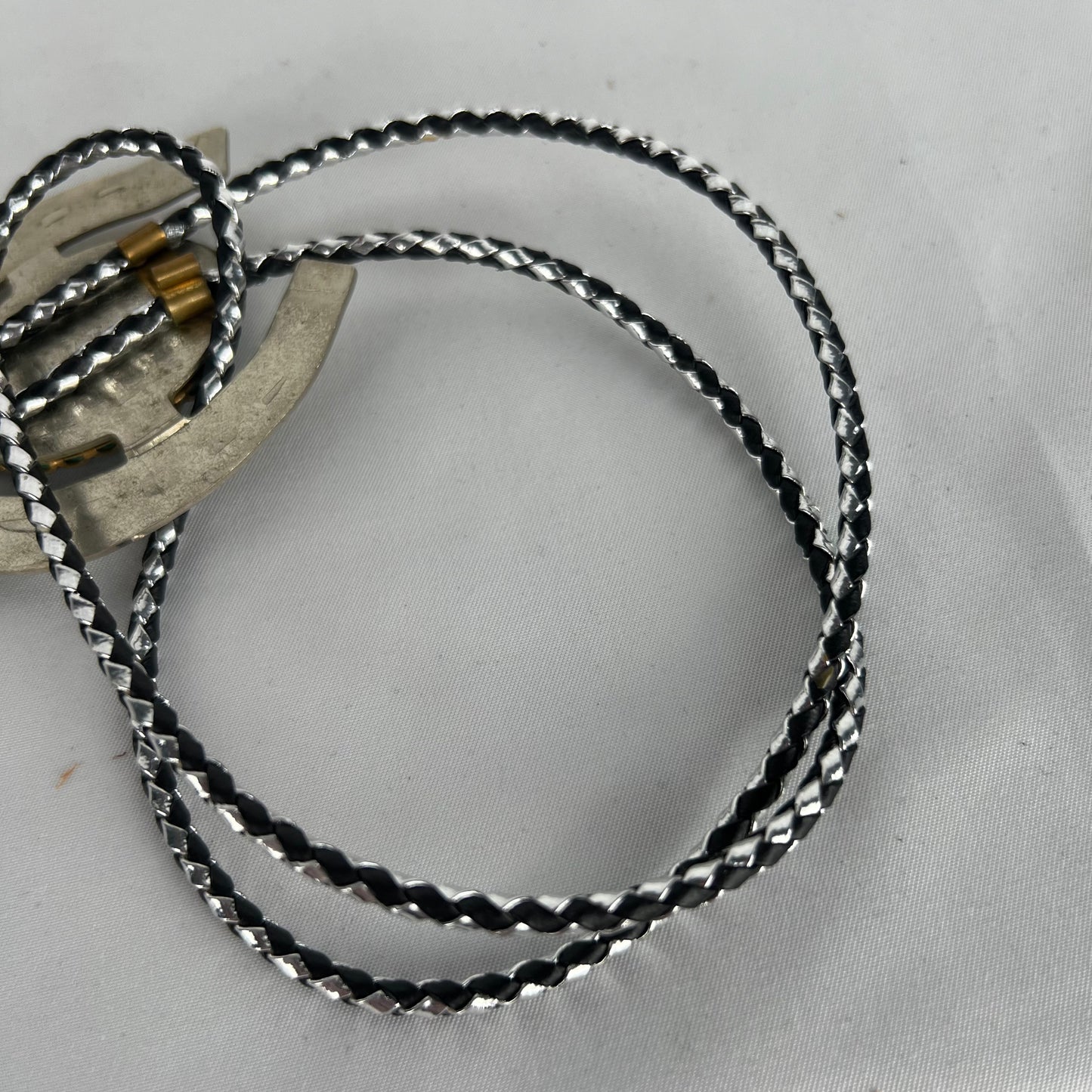 60s Silver and Swirled Emerald Bolo Tie