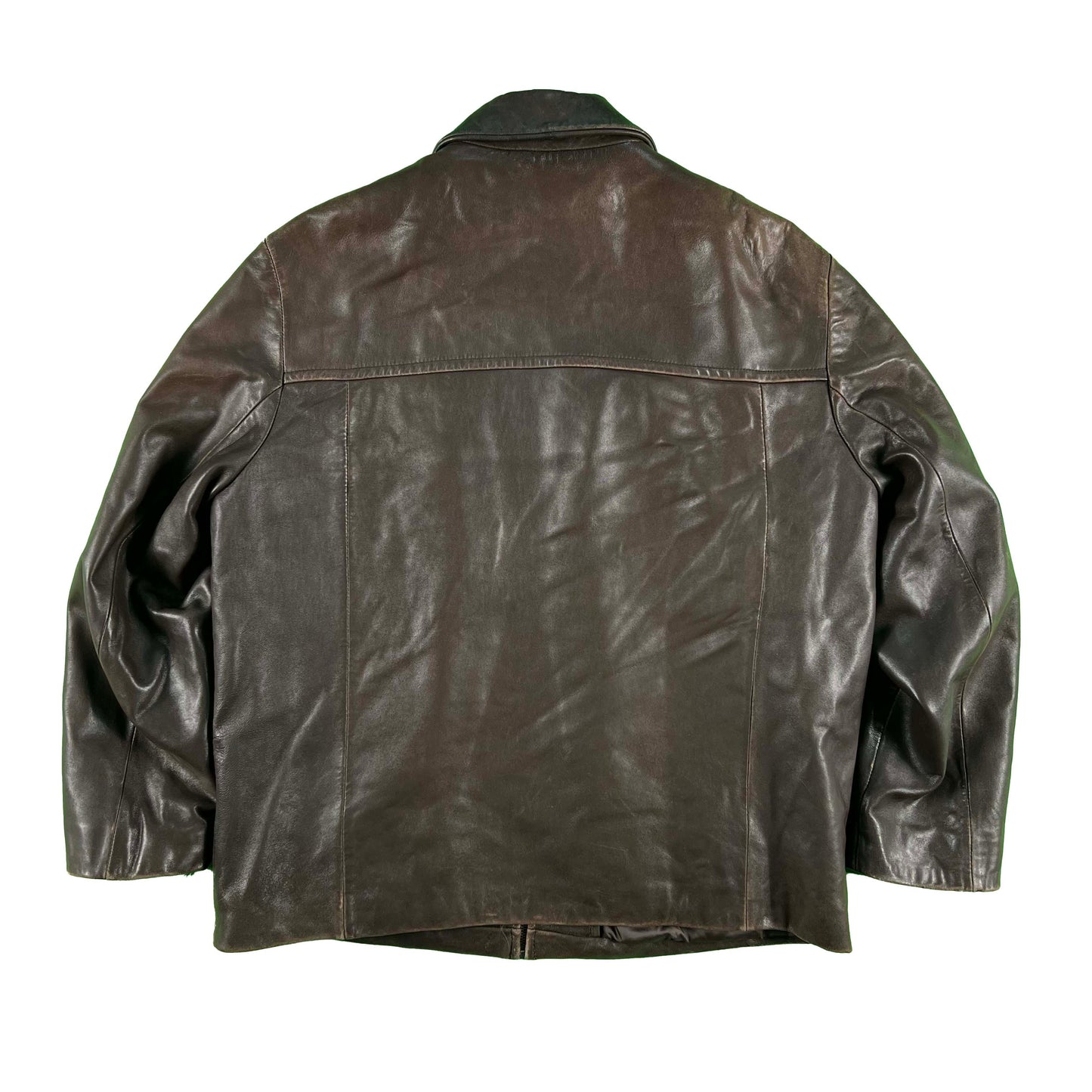 00s Cole Haan Mocha Brown Leather Racer Jacket- L