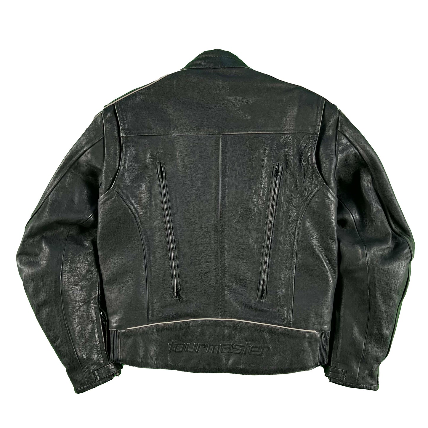 00s Tourmaster Black Leather Biker Jacket- M