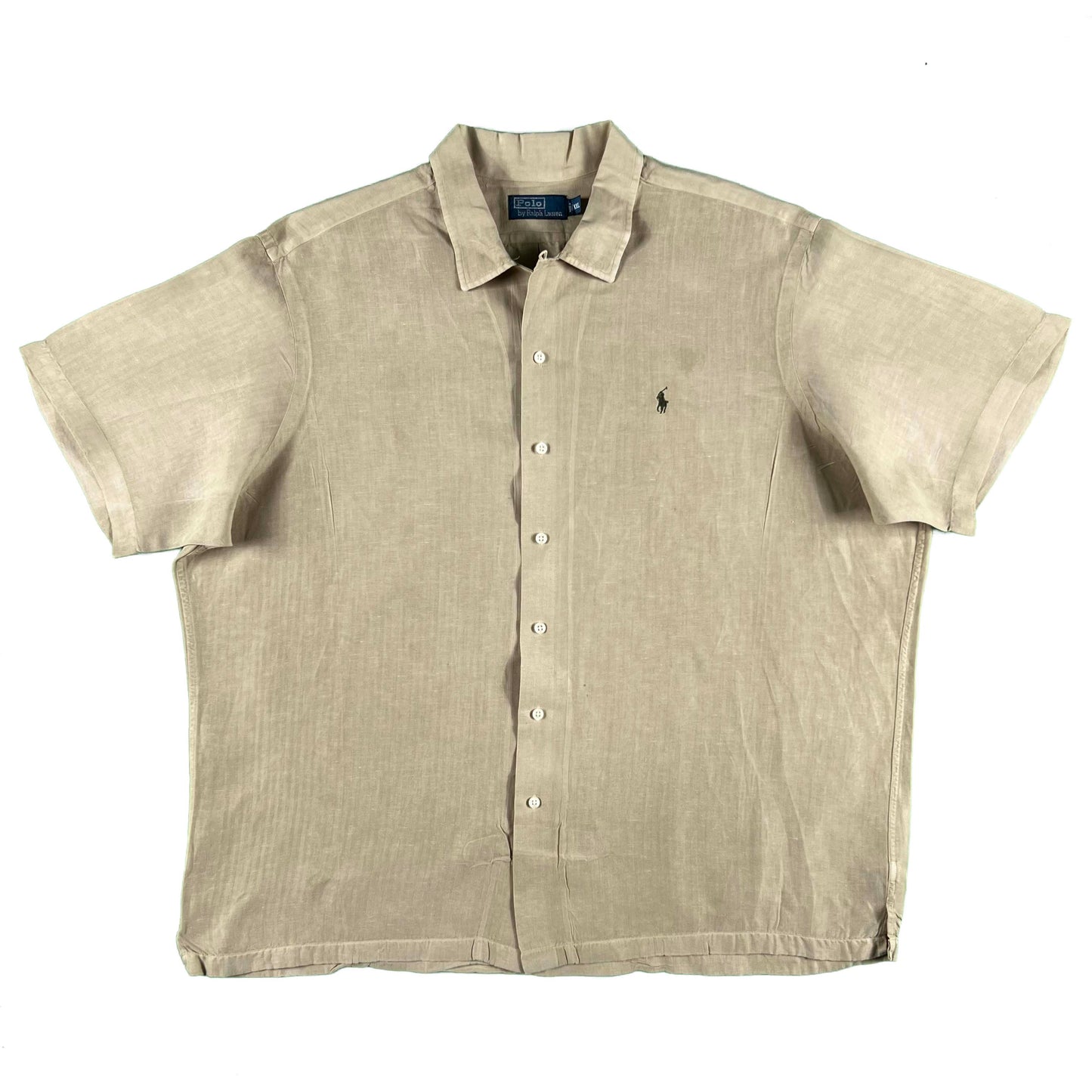 90s Polo Ralph Lauren Linen Silk Loop Collar Shirt- XXL