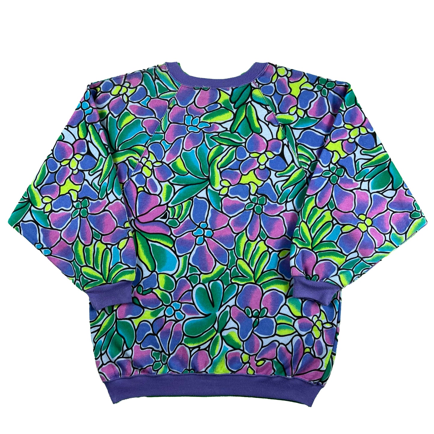 80s Floral Stain Glass Print Sweatshirt- S