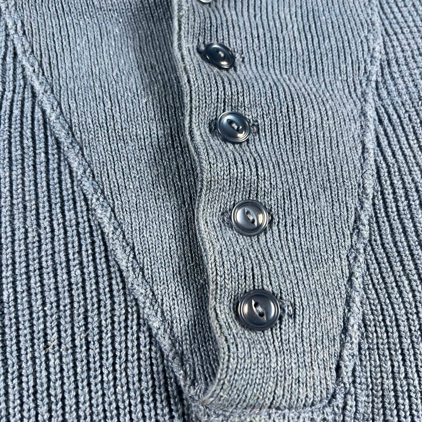 80s/90s L.L. Bean Blue Knit Military Style Sweater- M