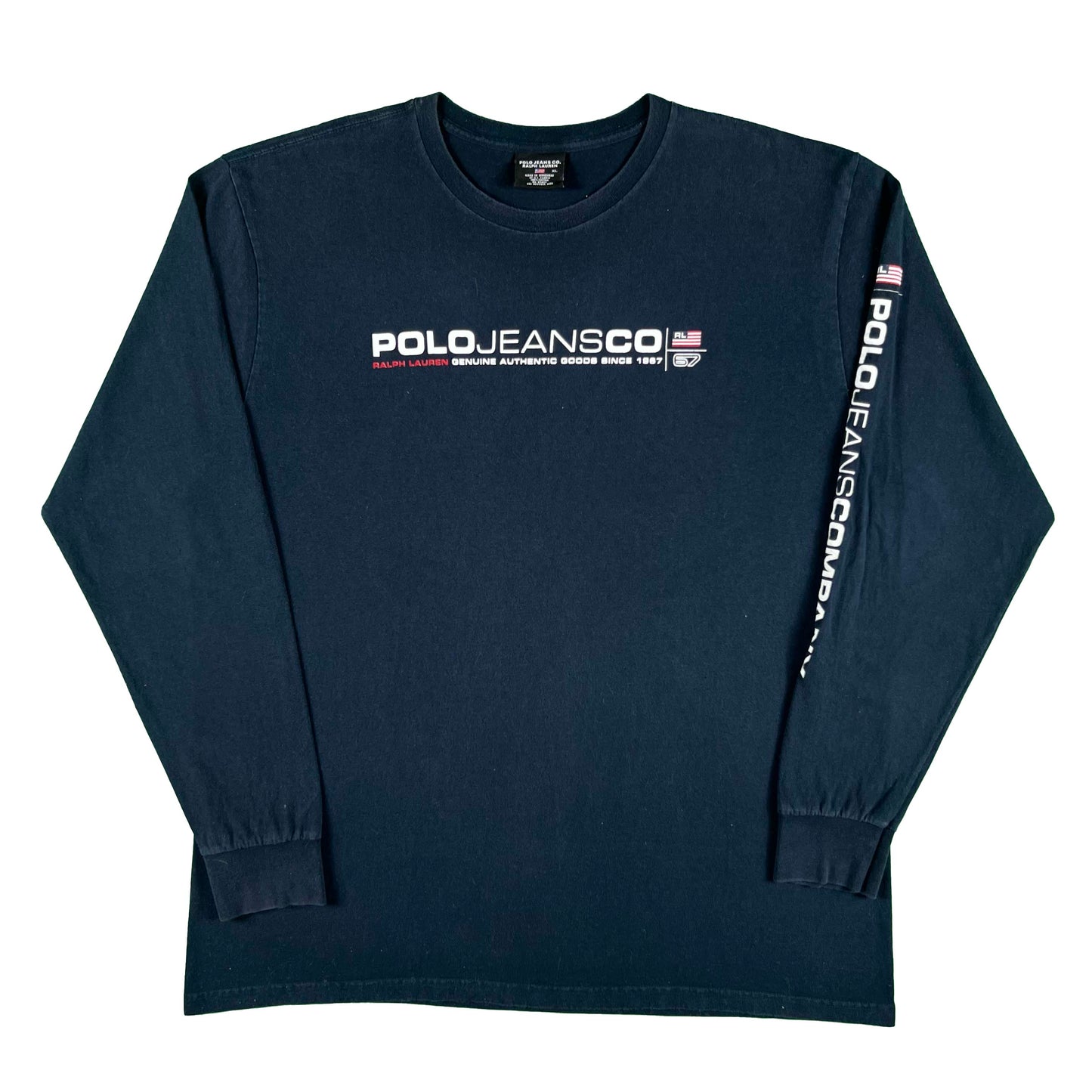 00s Polo Jeans Co Ralph Lauren Long Sleeve Navy Tee- XL
