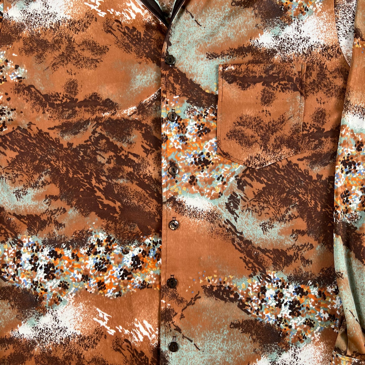 70s Painted Landscape Shirt- L