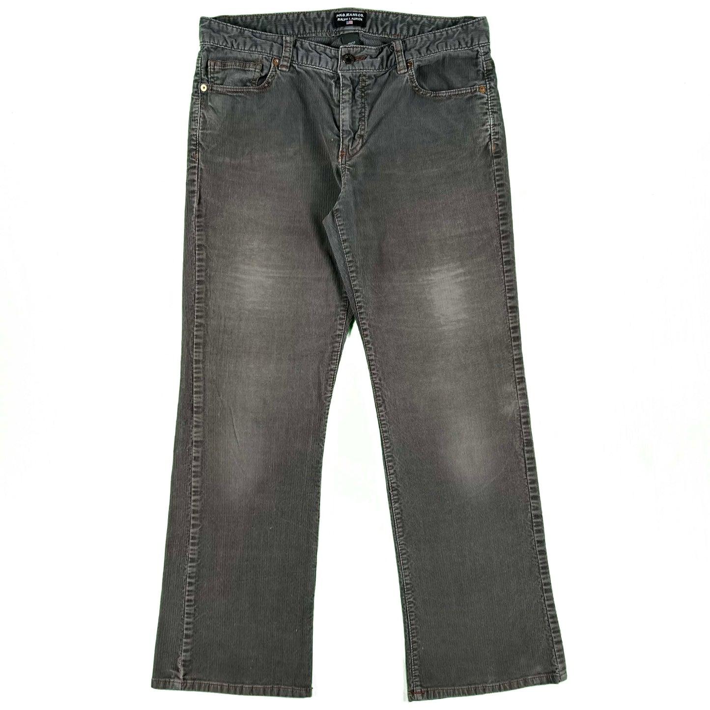 00s Polo Jeans Co Ralph Lauren Dark Grey Flared Corduroy Pants- 32x30