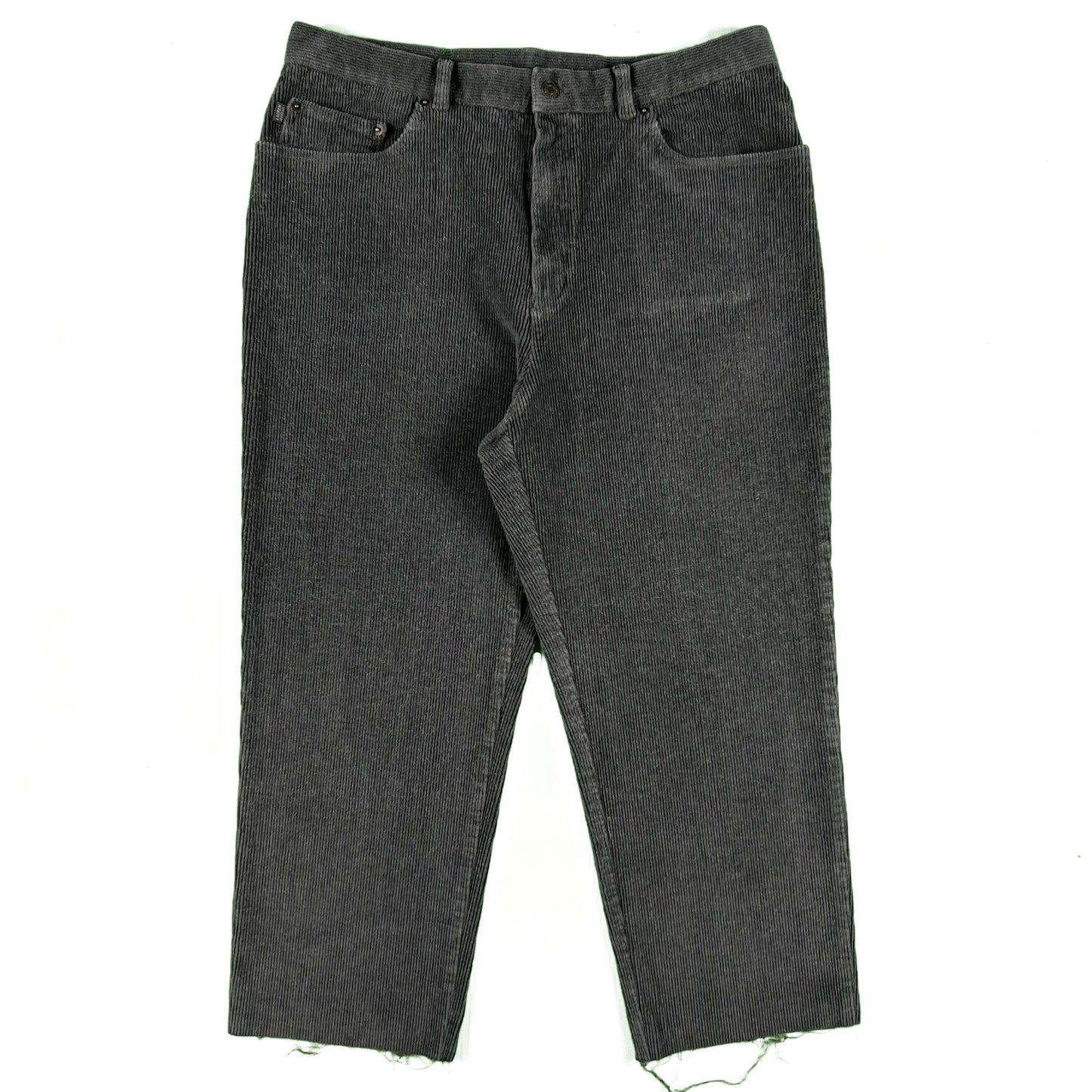 Lauren Jeans Co Ralph Lauren Dark Grey Raw Hem Corduroy Pants- 32x24.5